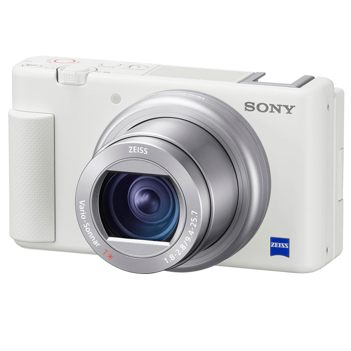 Sony ZV-1 Compact 4K HD Digital Camera with Shooting Grip Tripod Bundle - 64GB UHS-II SD Card, Carrying Bag, Corel Software, Screen Protector & Cleaning Kit (White) - Perfect for Vlogging, Travel Photography & Content Creation