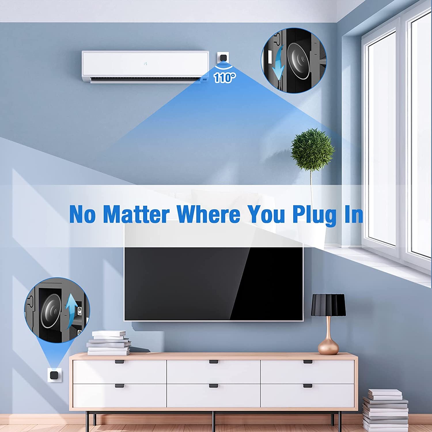 LIZVIE Smart USB Wall Charger with Motion Detection & Night Vision - Home Security Camera & Phone Charging Station for Indoor Monitoring