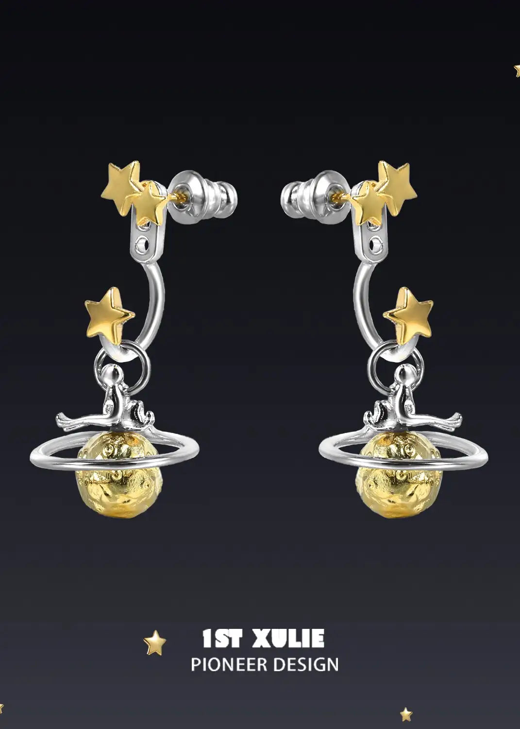 A pair of silver earrings