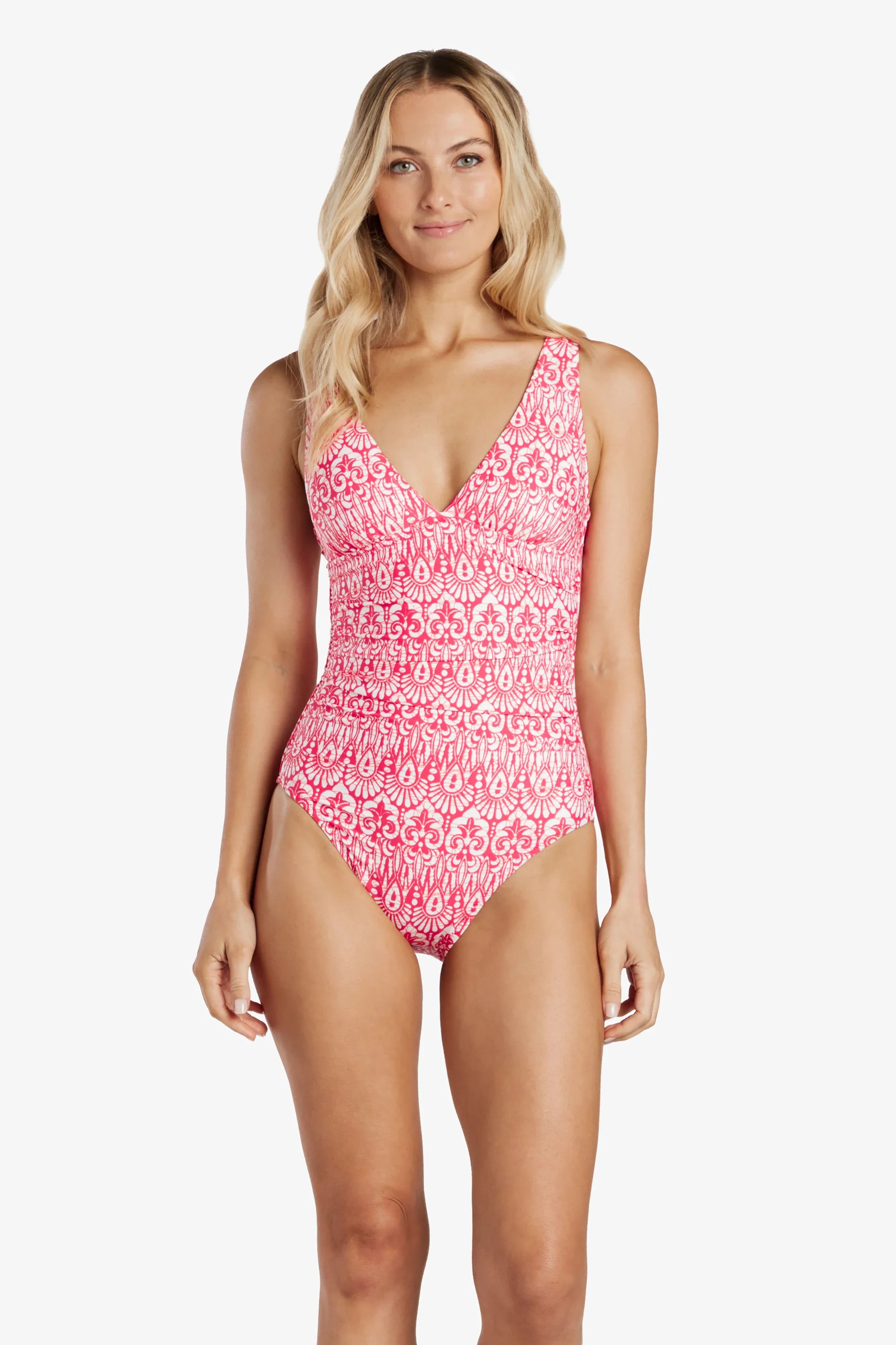 Olivia One Piece Swimsuit | Island Batik Pink Floral Print Women's Bathing Suit - Perfect for Beach Vacations, Pool Parties & Summer Getaways