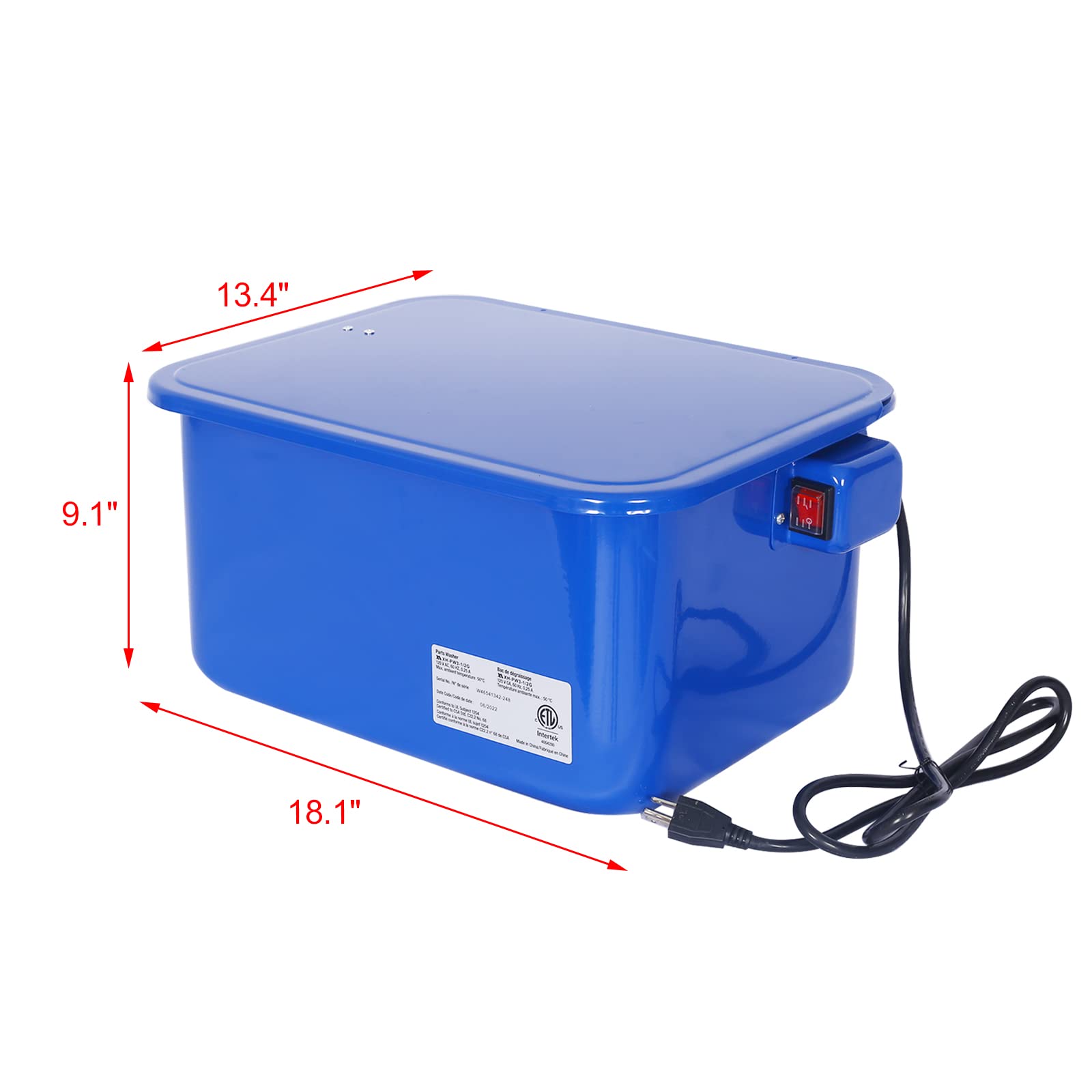3.5 Gallon Portable Parts Washer with 110V Pump - Benchtop Solvent Tank for Cleaning Automotive Parts, Wheel Bearings, Gears & Carburetors | Compact & Durable Design for Home Garage, Auto Repair Shops & DIY Mechanics