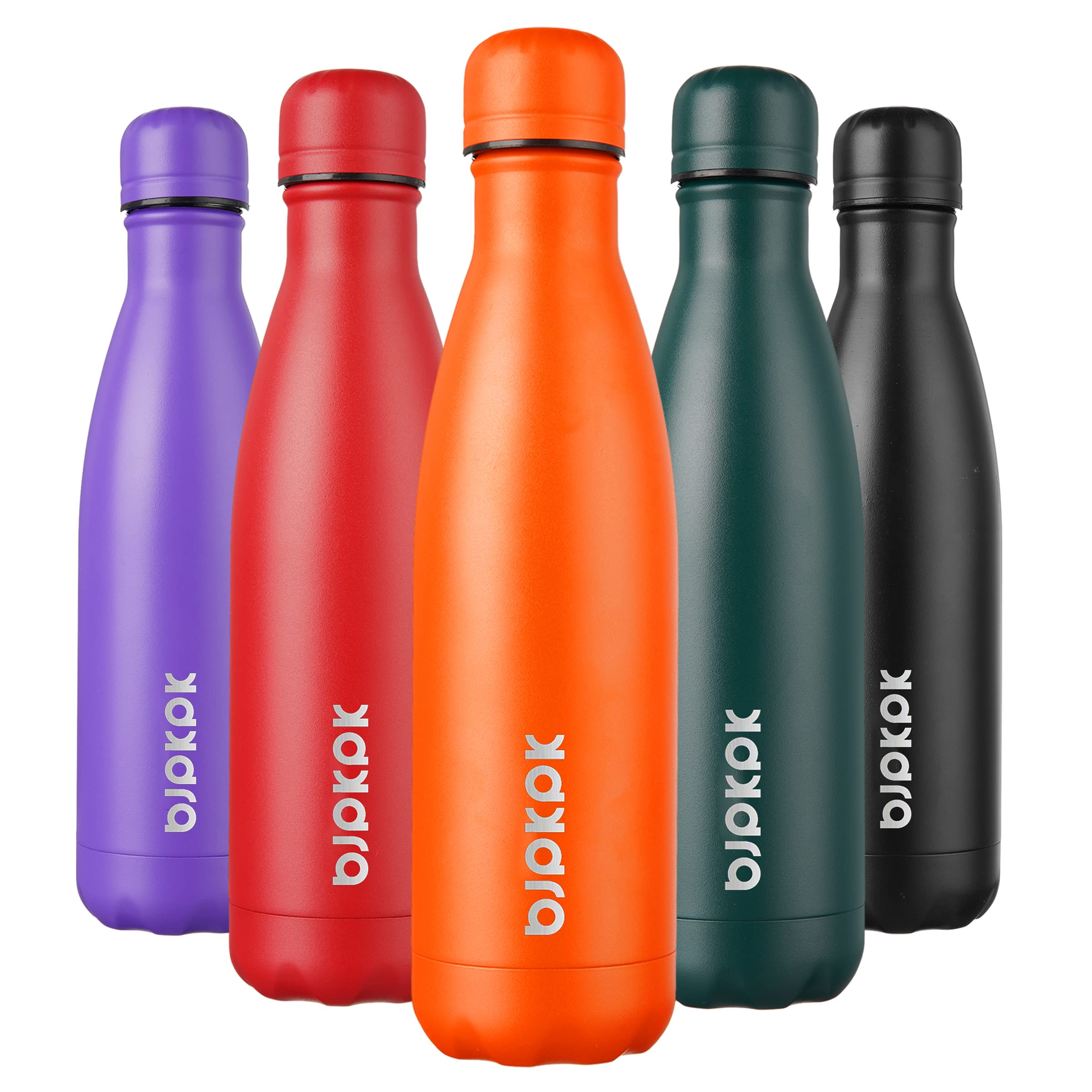BJPKPK 17oz Insulated Stainless Steel Water Bottle with Orange Cap - Perfect for Gym, Hiking & Outdoor Adventures