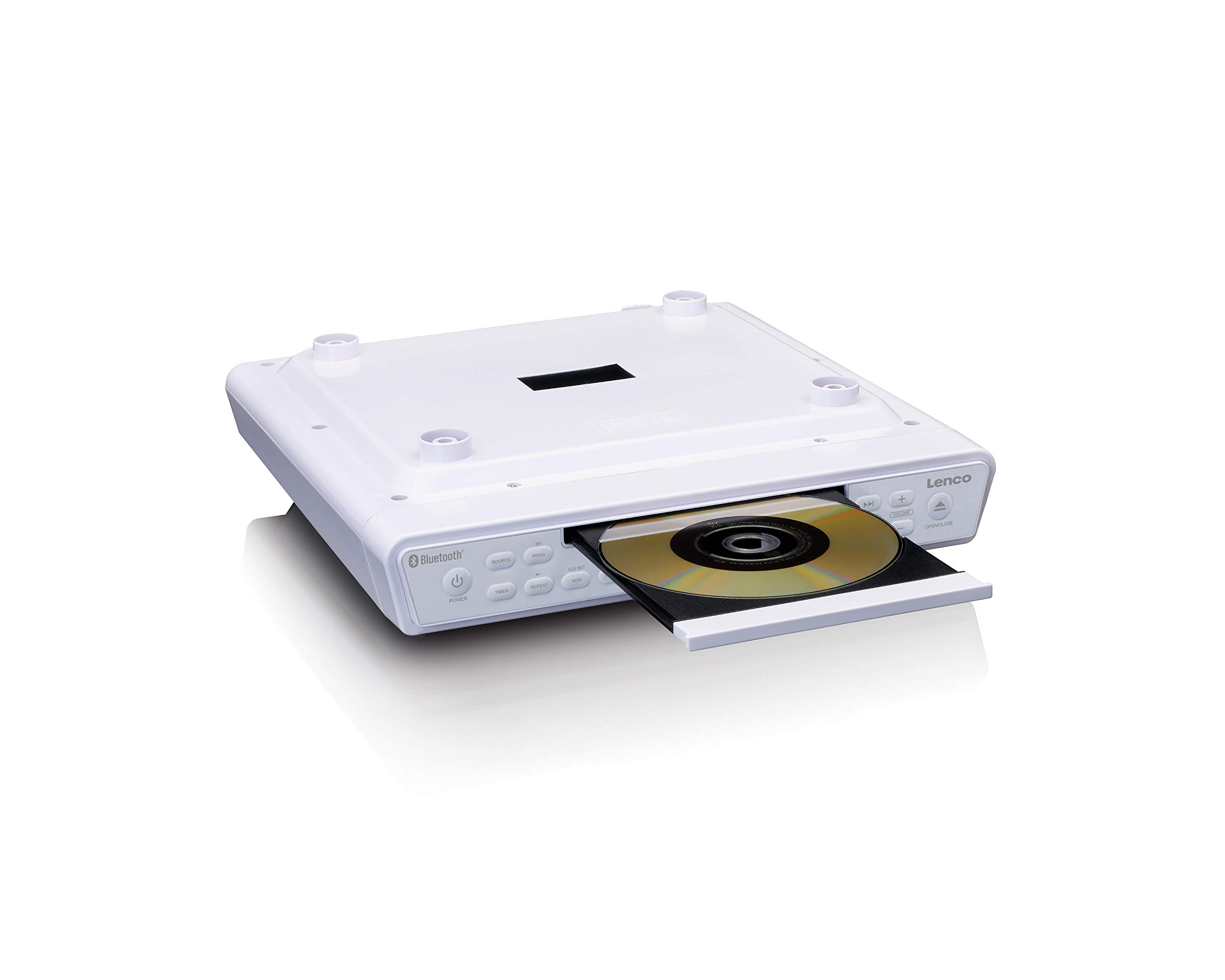 Lenco KCR-150 White Kitchen Radio with CD Player, Bluetooth, FM Radio & Recorder | 2x3W RMS Undermount Kit | AUX Input & Timer | Perfect for Cooking, Dining & Home Entertainment