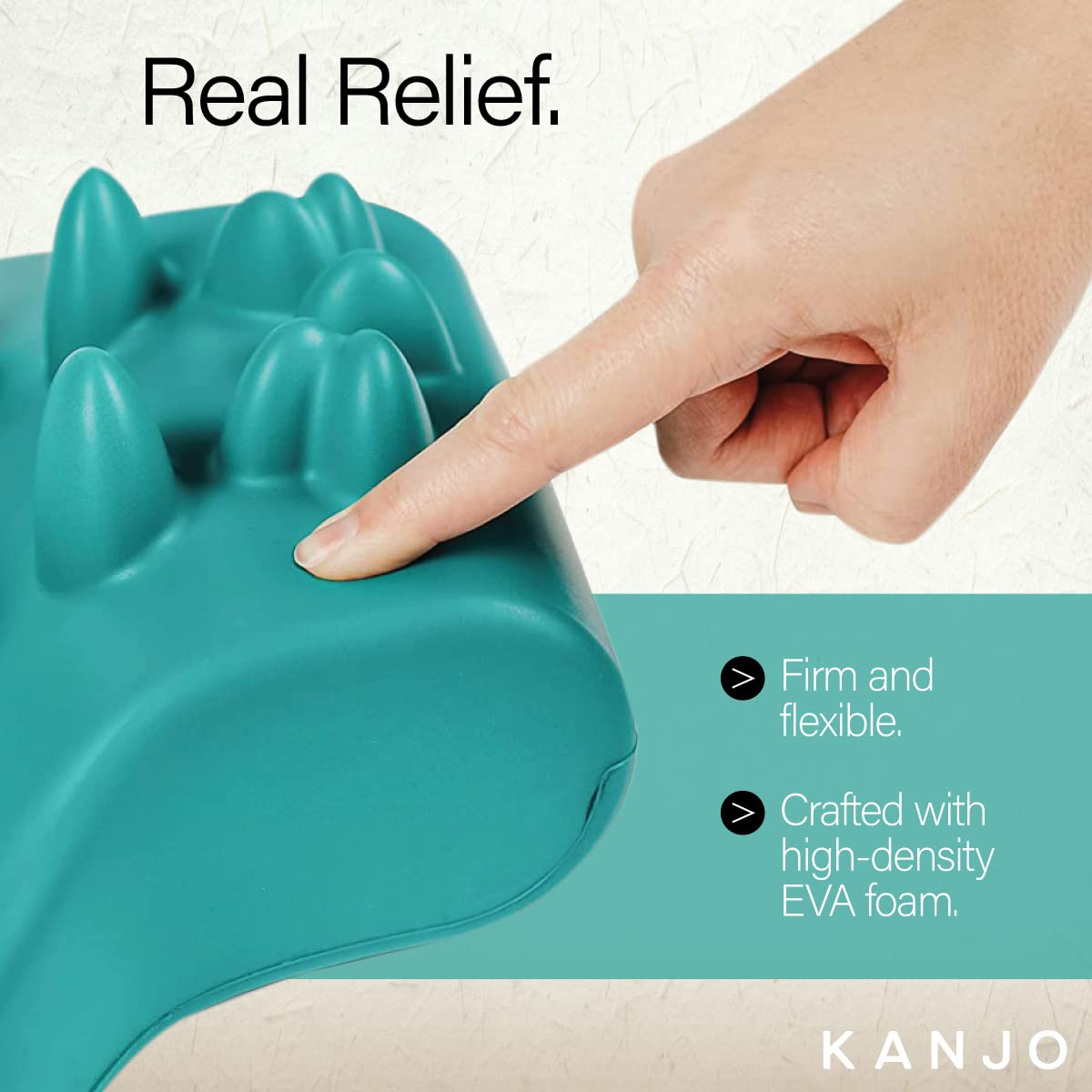 FSA HSA Eligible Kanjo Acupressure Back Pain Relief Cushion - Upper Back & Neck Support, Cervical Traction for Office Chair, Car Seat & Home Use