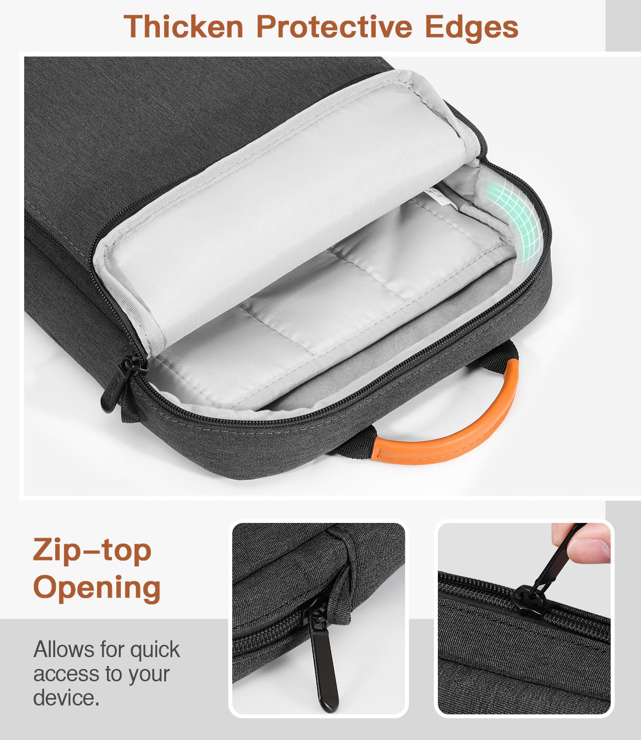 MoKo 12.9 Inch Tablet Sleeve Bag - Protective Case for iPad Pro 12.9 M4/M2/M1, iPad Air M2 2024, Surface Laptop Go 12.4, Galaxy Tab S8+/S9+ 12.4 - Lightweight Handle & Adjustable Shoulder Strap (Black & Gray) - Perfect for Travel, Office & School Use