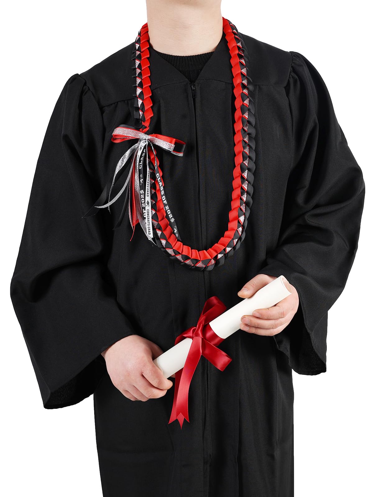 TFTAFAN Graduation Ribbon Lei Necklace - Class of 2025 Braided Graduation Leis for Women & Men - Perfect Graduation Gift & Party Accessories for High School, College Ceremonies & Celebrations