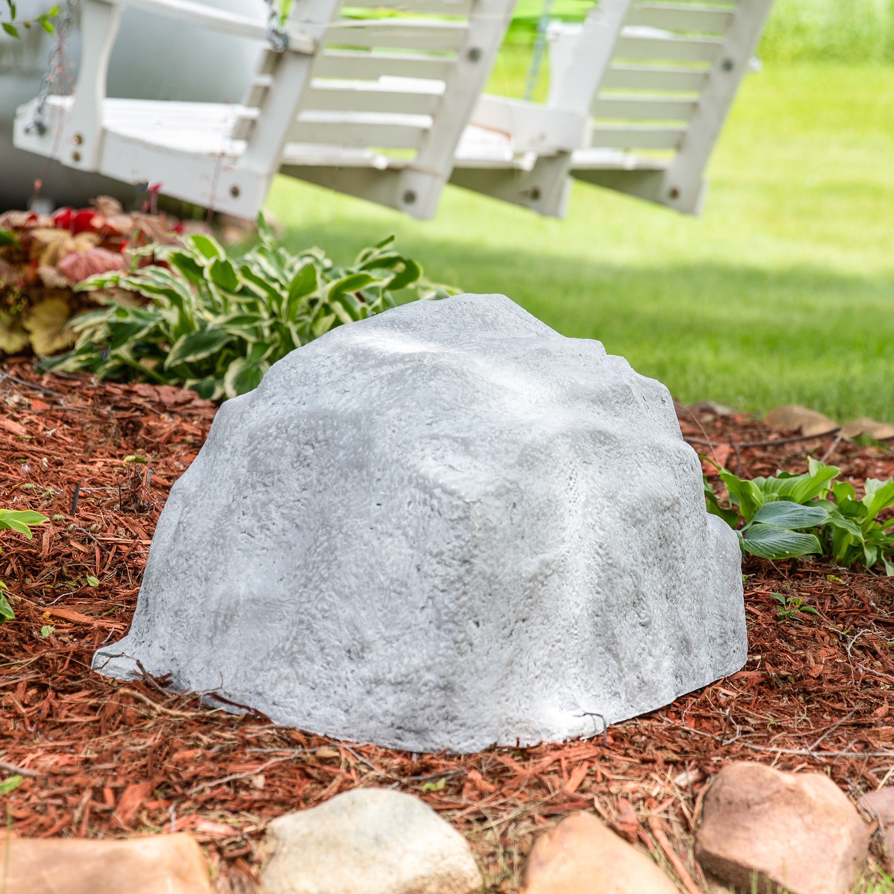 Sunnydaze Low Profile Artificial Landscape Rock Cover with Stakes - Decorative Yard & Garden Camouflage for Utility Boxes, Pipes & Unsightly Objects