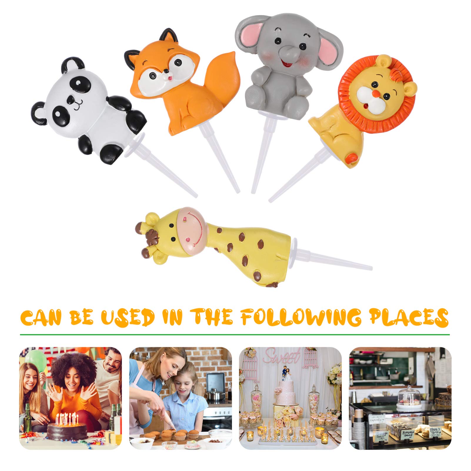 Jungle Animal Cake Toppers 5Pcs - Zoo Animal Cake Decorations for Birthday Party, Baby Shower & Jungle Theme Celebrations - Perfect for Cakes, Cupcakes & Desserts