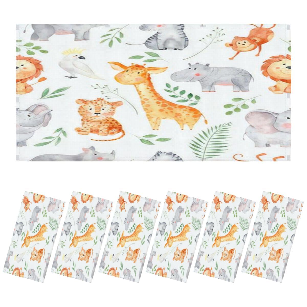 6 Pack Fluorescent Light Covers - Watercolor Animal & Floral Seamless Pattern Magnetic Diffusers for Ceiling Lights | African-Themed Classroom, Home Office & School Decor | Energy-Saving Light Softener for Eye Protection & Cozy Ambiance