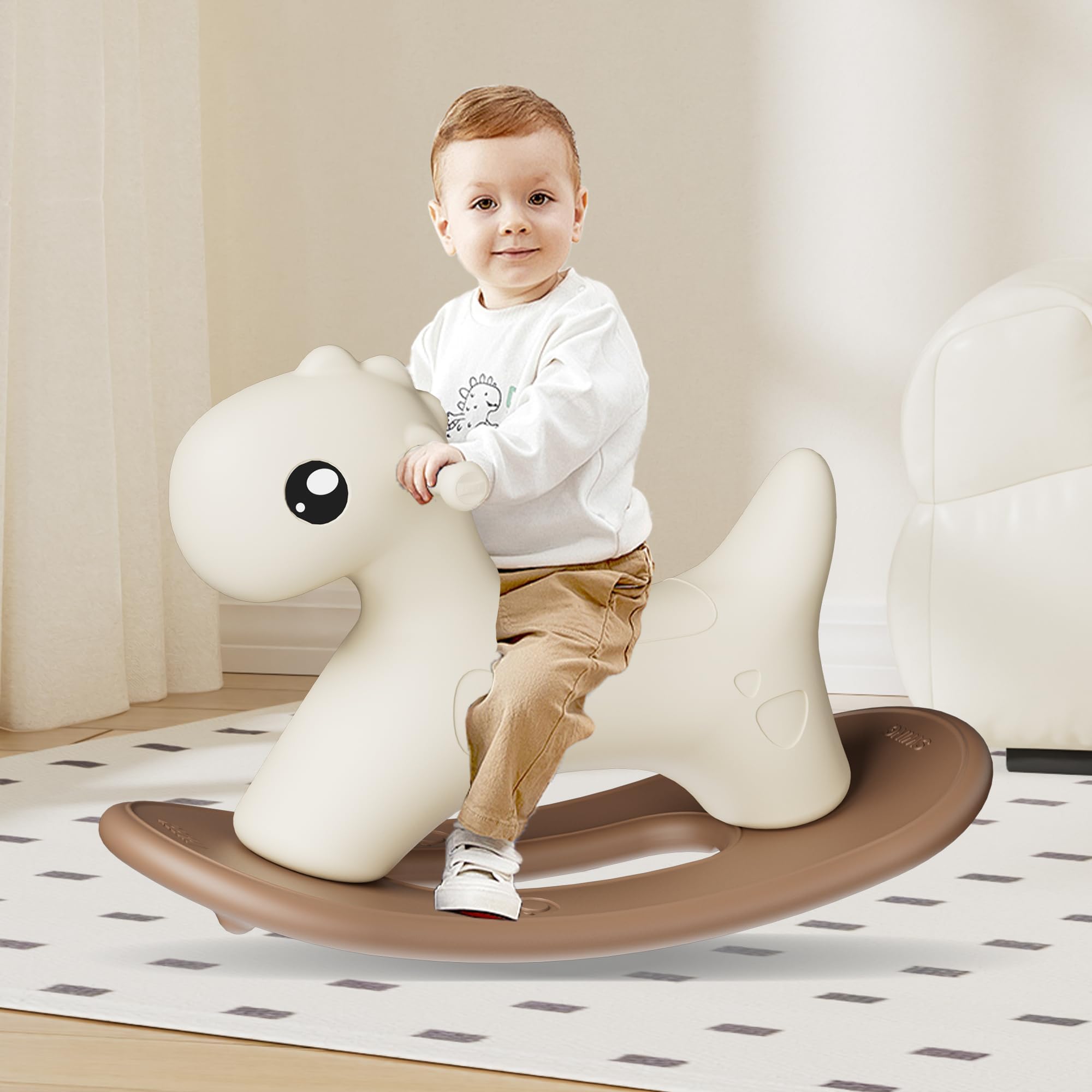 Hoopyosms Kids Plastic Rocking Horse - Toddler Ride-On Toy for Ages 1-3 | Safe & Fun Indoor/Outdoor Rocking Toy for Boys & Girls | Perfect for Playrooms, Backyards & Preschool Activities