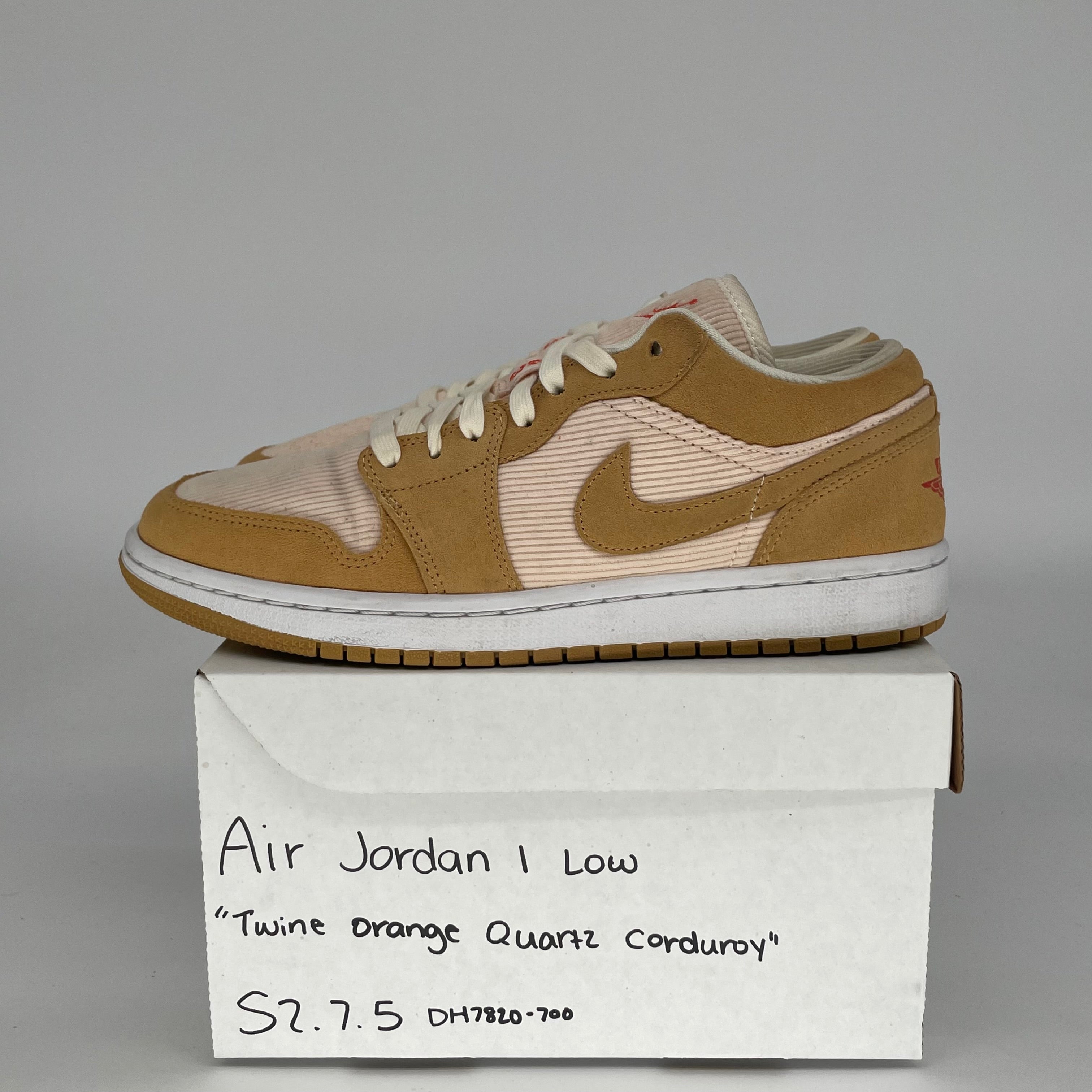 AIR JORDAN 1 LOW ORANGE QUARTZ CORDUROY WOMEN'S SNEAKERS SIZE 7.5/9W DH7820-700 - Stylish Casual Shoes for Running, Walking & Streetwear Fashion