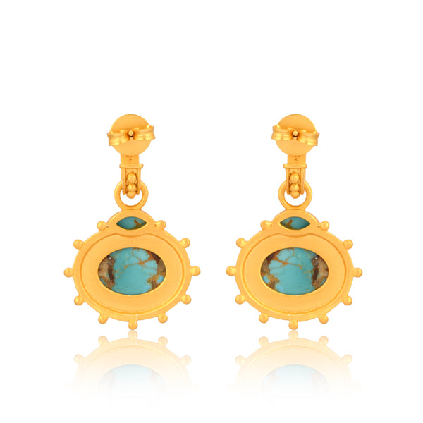 Athena Drop Earrings - Turquoise Gemstone Dangle Earrings for Women | Perfect for Parties, Weddings & Everyday Wear
