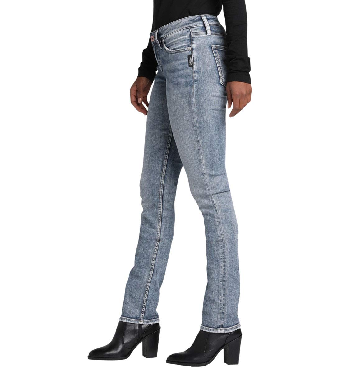 Silver Jeans Co. Women's Suki Mid Rise Curvy Fit Straight Leg Jeans - Comfortable & Stylish Denim for Casual Wear, Office & Everyday Outfits