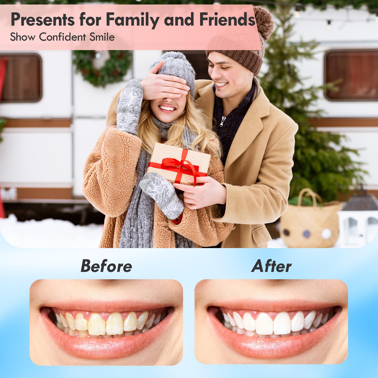 Rechargeable Electric Tooth Polisher Kit with LED Light - 5 Brush Heads & 5 Speed Modes for Teeth Whitening, Cleaning & Polishing - Waterproof Dental Care for Home & Travel Use