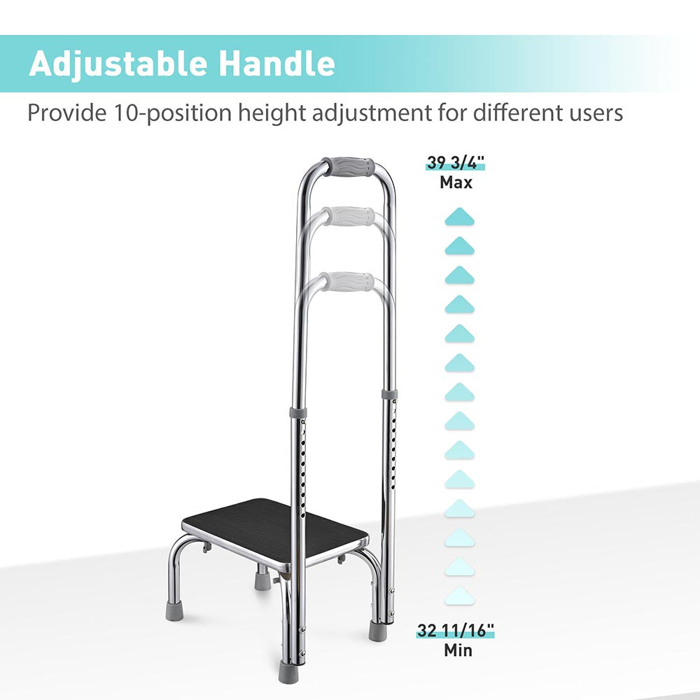 TheLAShop Heavy Duty Steel Safety Step Stool with Non-Slip Handle - 16