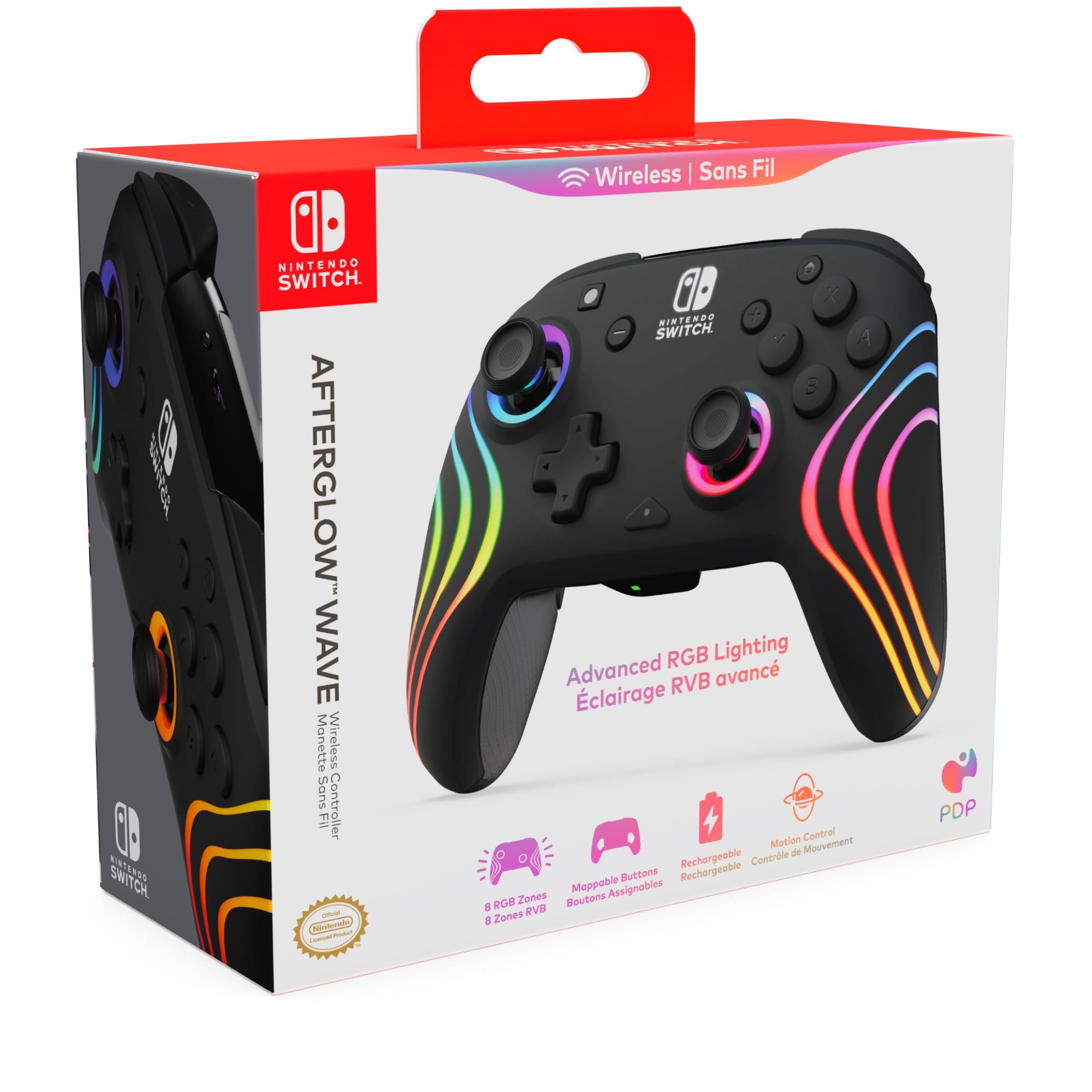Afterglow Wave Wireless Controller Plus for Nintendo Switch - Ergonomic Gamepad with Motion Controls & Customizable Buttons (Black) - Perfect for Multiplayer Gaming, Party Play & Competitive eSports