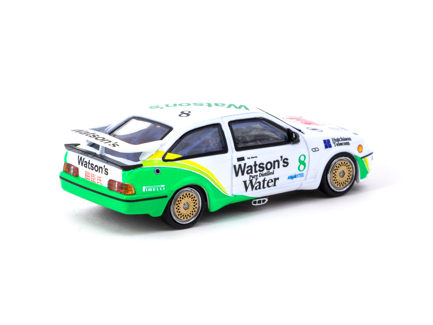 Tarmac Works 1/64 Scale Ford Sierra RS500 Cosworth Diecast Model Car - 1989 Macau Guia Race #8 Winner - Collectible Hobby64 Toy for Display & Racing Enthusiasts - Perfect for Diecast Collections, Car Shows & Desk Decor