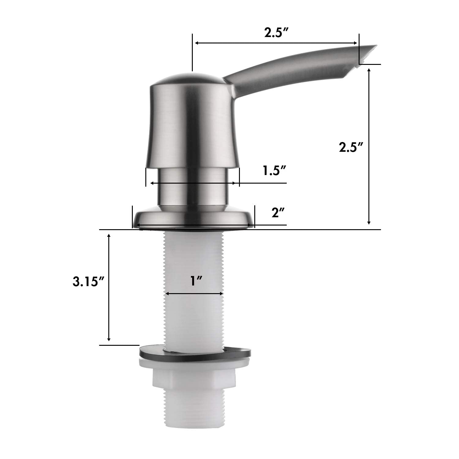 Under Sink Soap Dispenser for Kitchen Sink - 40 Inch Extension Tube Kit, Built-in Dish Sink Soap Dispenser with No More Refills - Brushed Nickel Finish | Perfect for Home Kitchen, RV, and Outdoor Use - YardMonet