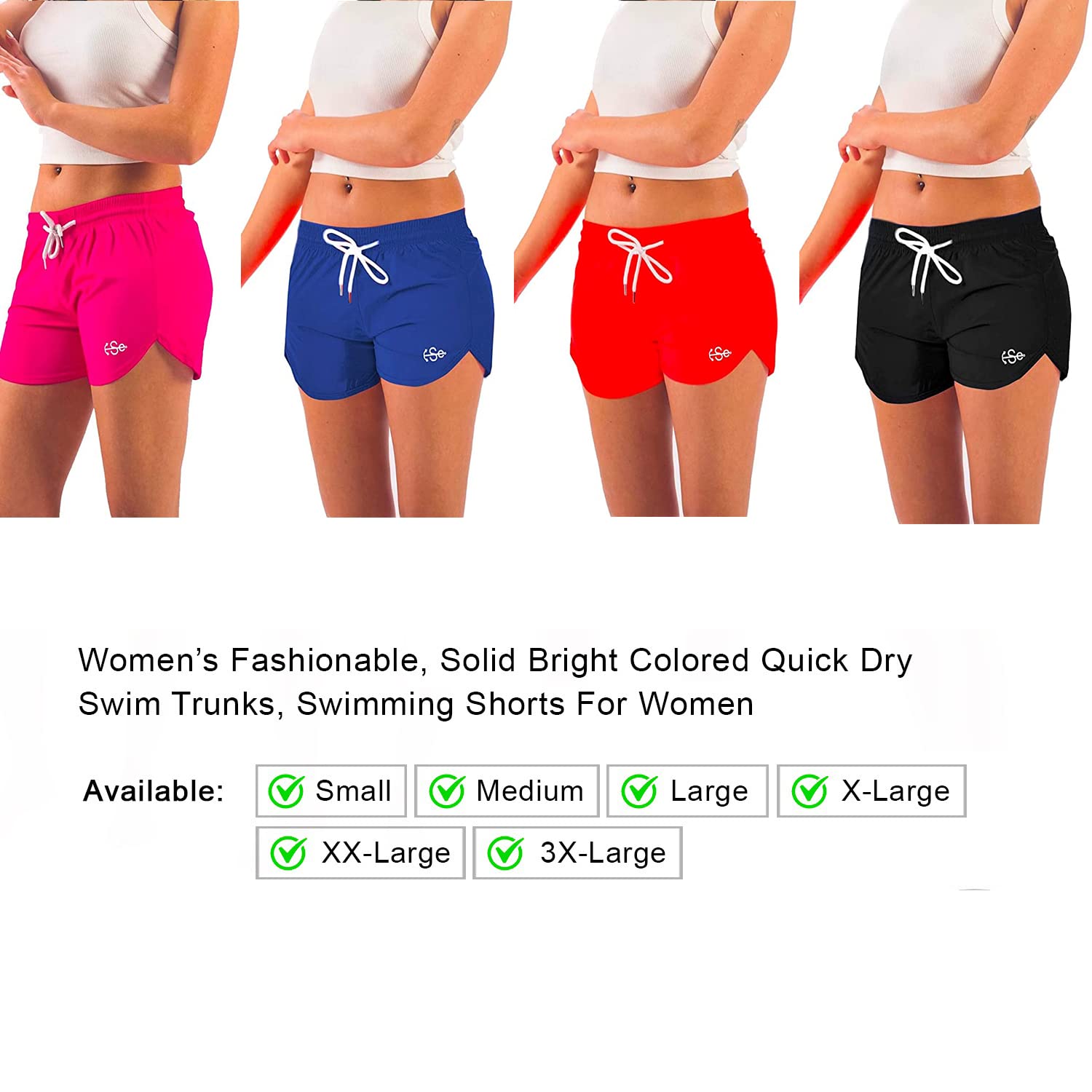 Women's Quick Dry Swim Trunks - Solid Bright Colors Bathing Suits & Swimwear for Beach, Pool & Water Sports | The Season Essentials