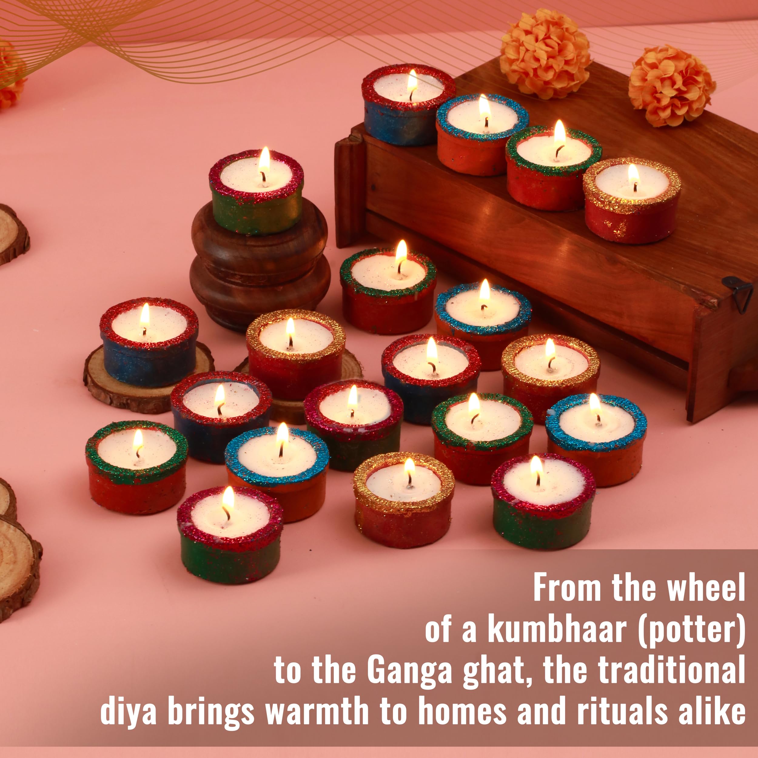 Handmade Terracotta Diya Set of 20 - Traditional Indian Clay Oil Lamps for Pooja, Puja, Mandir & Temple Decor | Perfect for Diwali, Weddings & Festive Home Decor