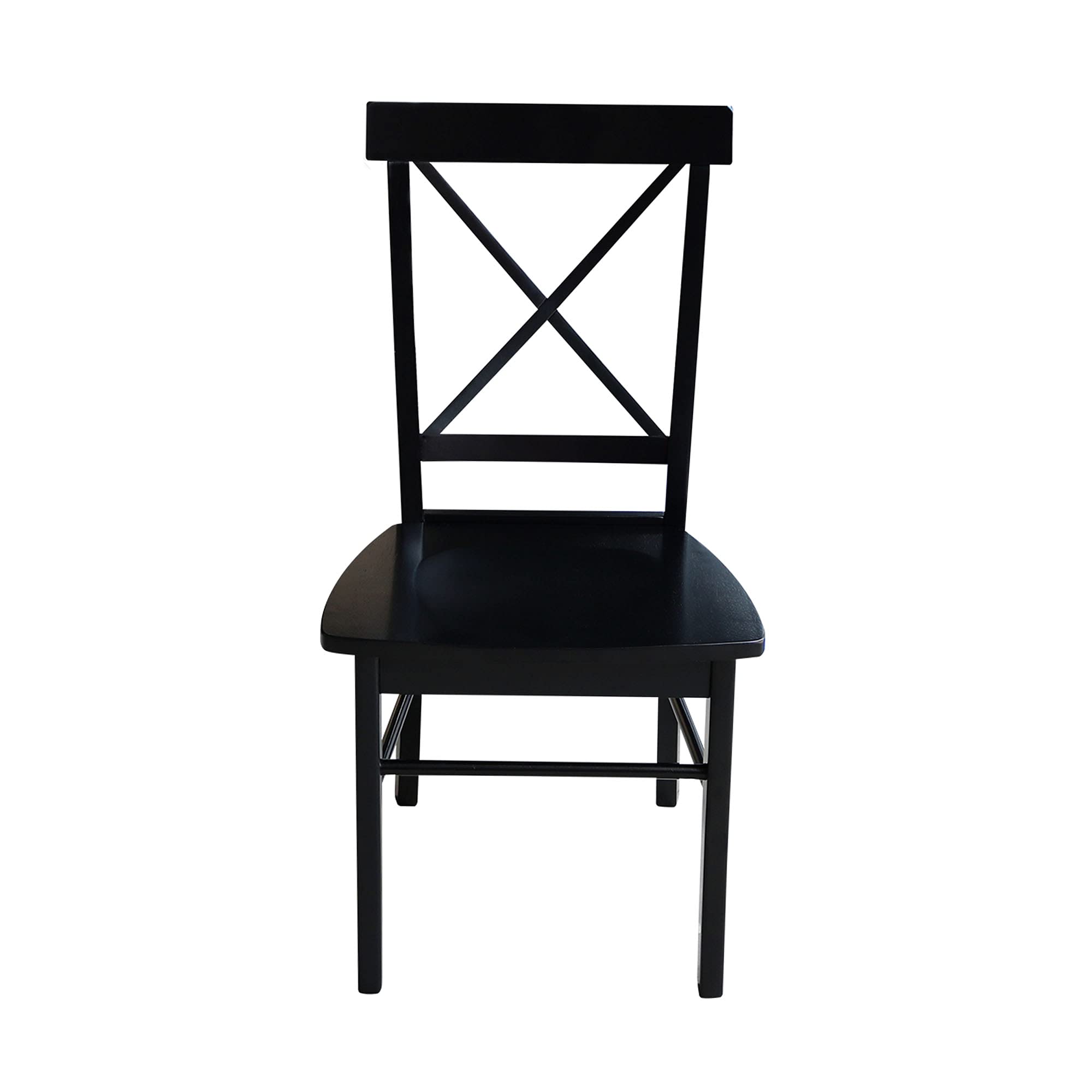 X-Back Dining Chairs Set of 2 - Black Solid Wood Parawood Construction - Stylish & Comfortable Kitchen & Dining Room Furniture - Perfect for Modern Homes, Restaurants & Office Break Rooms