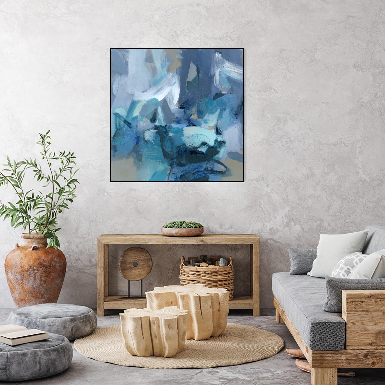 Abstract Blues II - Modern Blue Abstract Wall Art Canvas Painting for Home & Office Decor | Perfect for Living Room, Bedroom, and Workspace