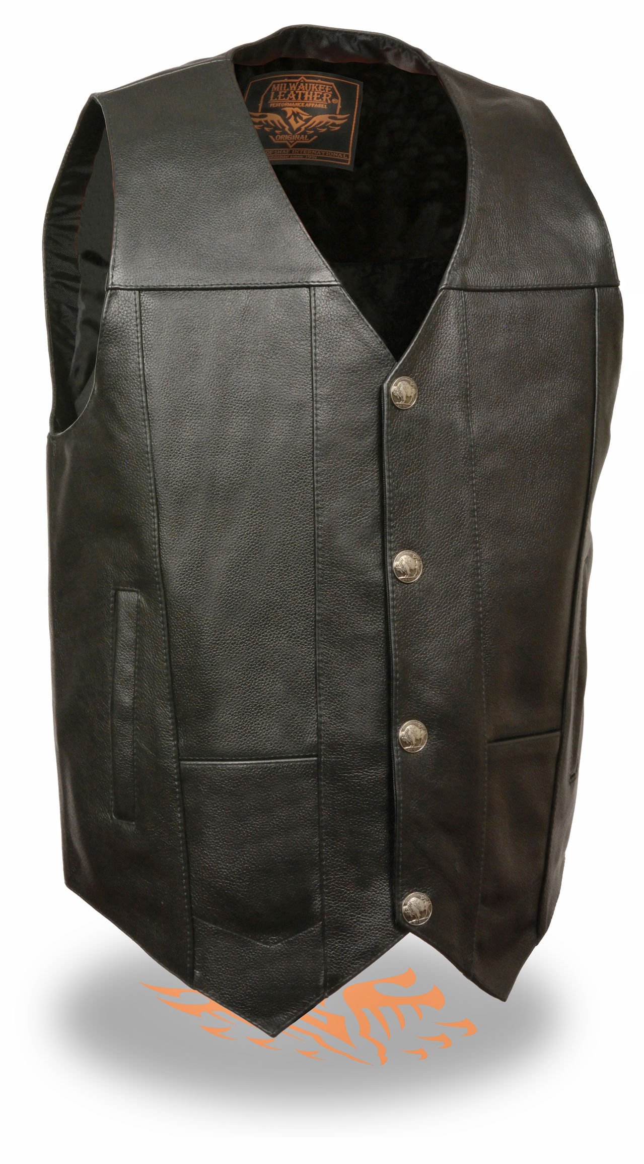 Milwaukee Leather Men's Plain Side Leather Vest with Buffalo Snaps - Black | Motorcycle Riding, Biker Jacket Alternative, Casual Outfit Styling