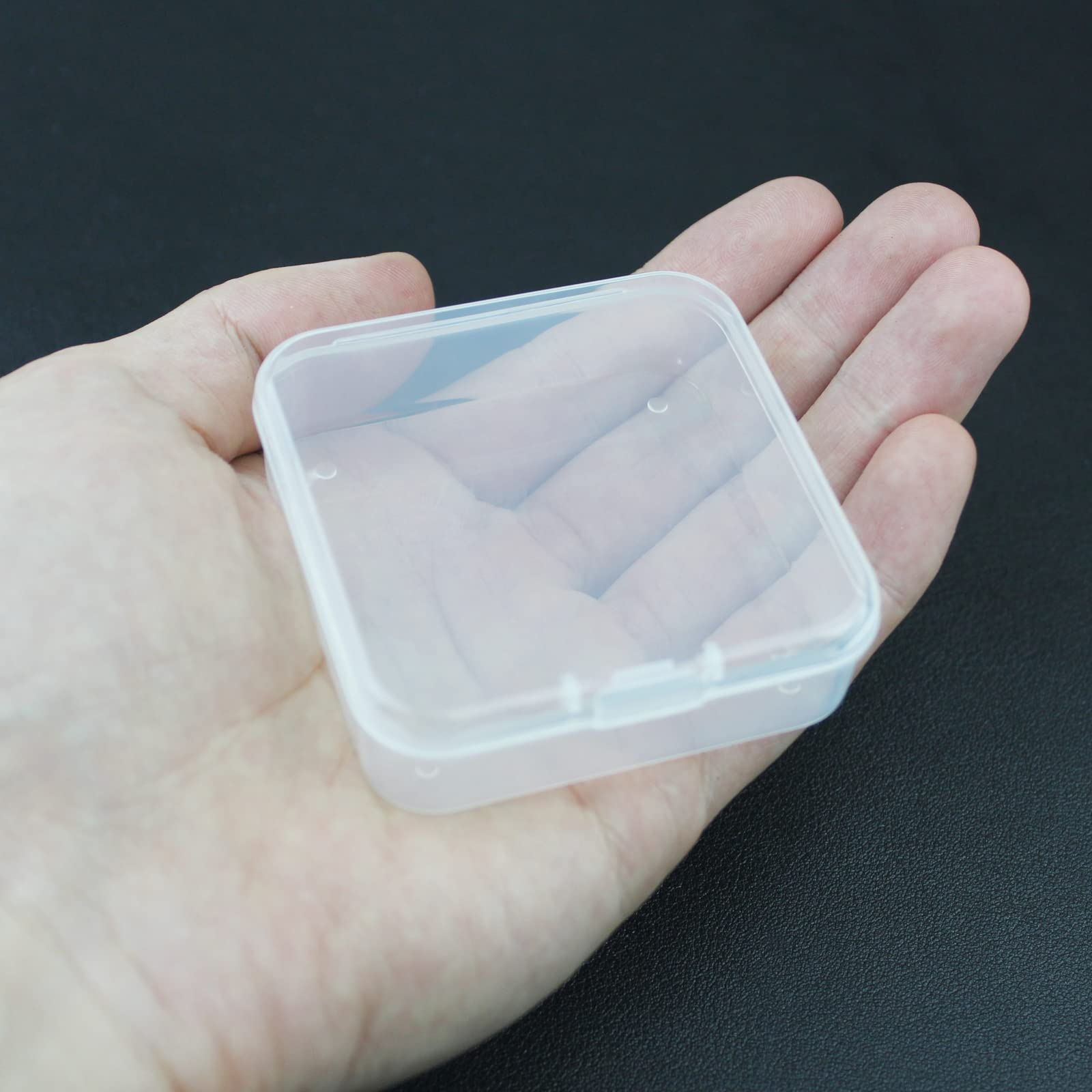 32-Piece Clear Plastic Storage Containers with Lids - 2.5 x 2.5 x 0.8 Inch Square Mini Organizer Boxes for Crafts, Beads, Buttons & Small Items - Transparent Stackable Jewelry & Office Supply Storage Solution