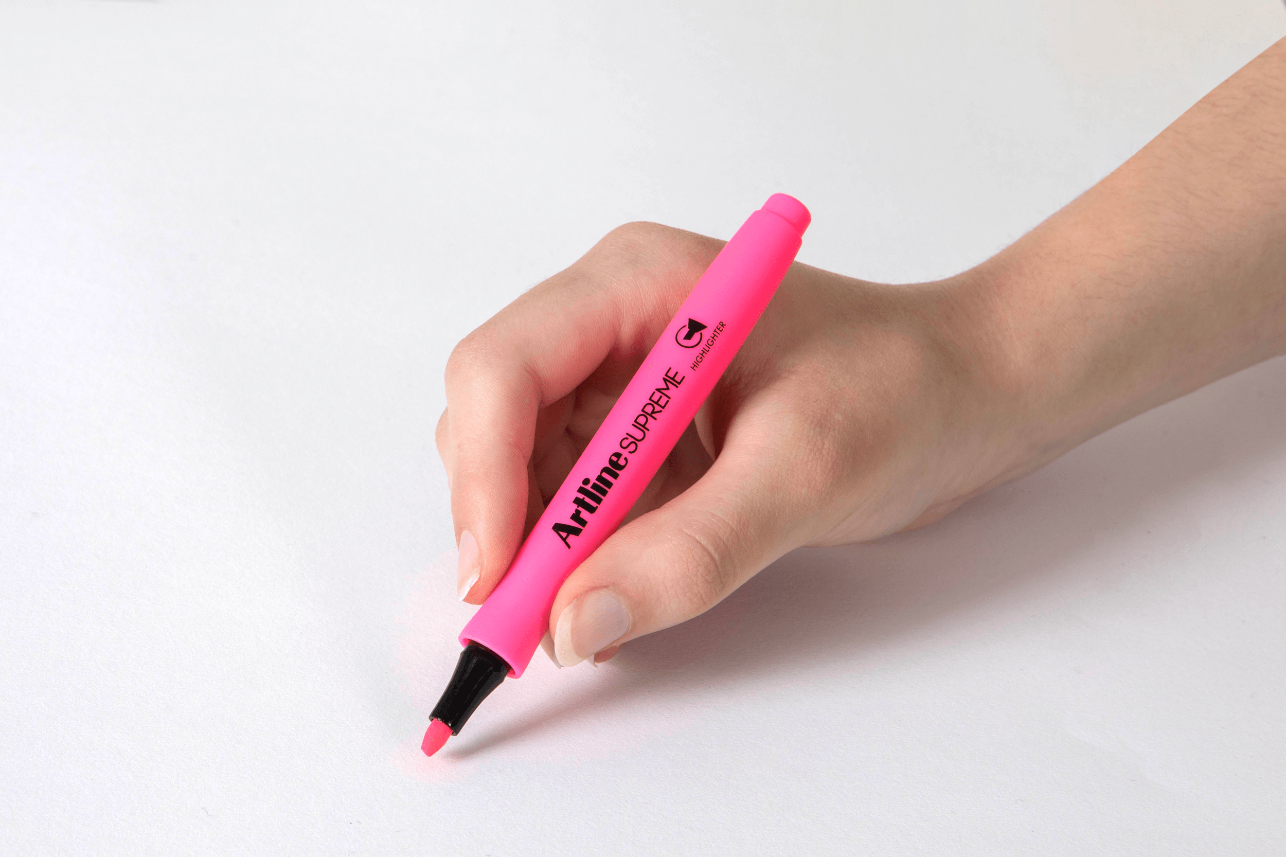 Artline Supreme Highlighter Pens - 12 Pack Vibrant Pink Markers for School, Office & Study Notes | Bright Non-Toxic Highlighting for Books, Documents & Planners