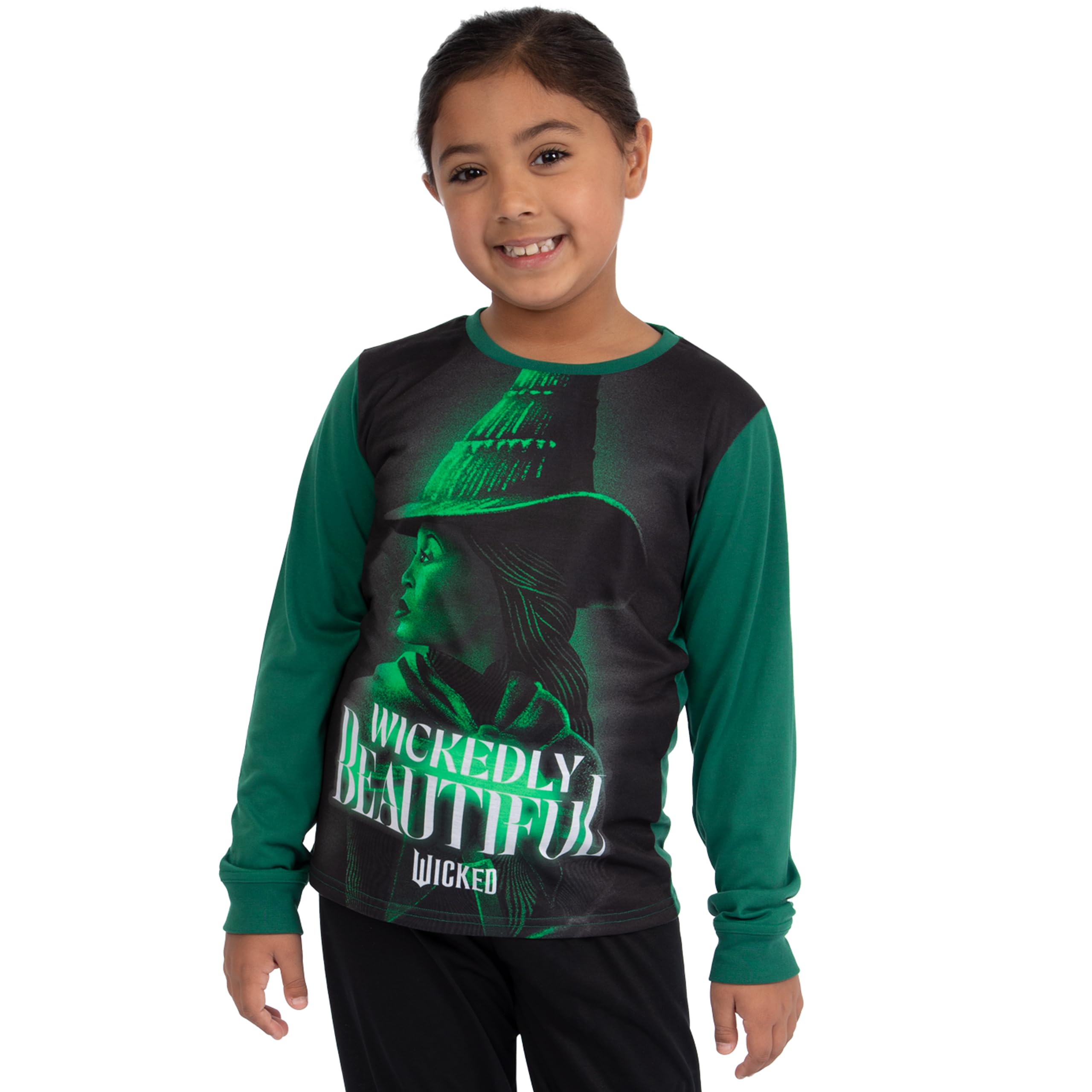 Wicked Pajamas for Girls | Elphaba Themed Long Sleeve Pajama Set | Soft & Comfortable Sleepwear | Perfect for Halloween Costumes, Birthday Gifts & Sleepovers