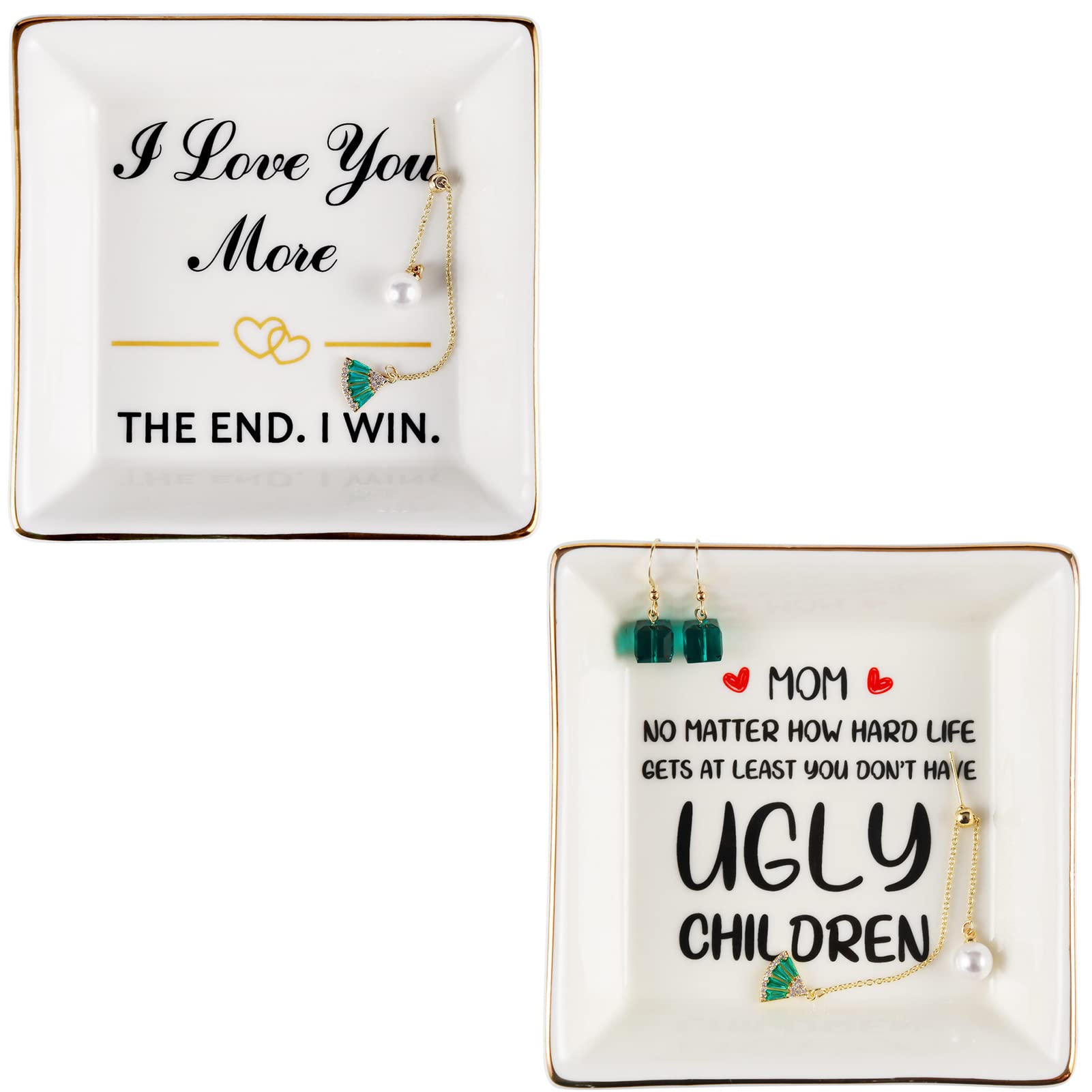 Best Birthday Gifts for Wife - Thoughtful Anniversary Jewelry Tray & Ceramic Ring Dish Holder - Perfect Gift for Mom from Daughter or Son - Great for Home Decor & Jewelry Organization