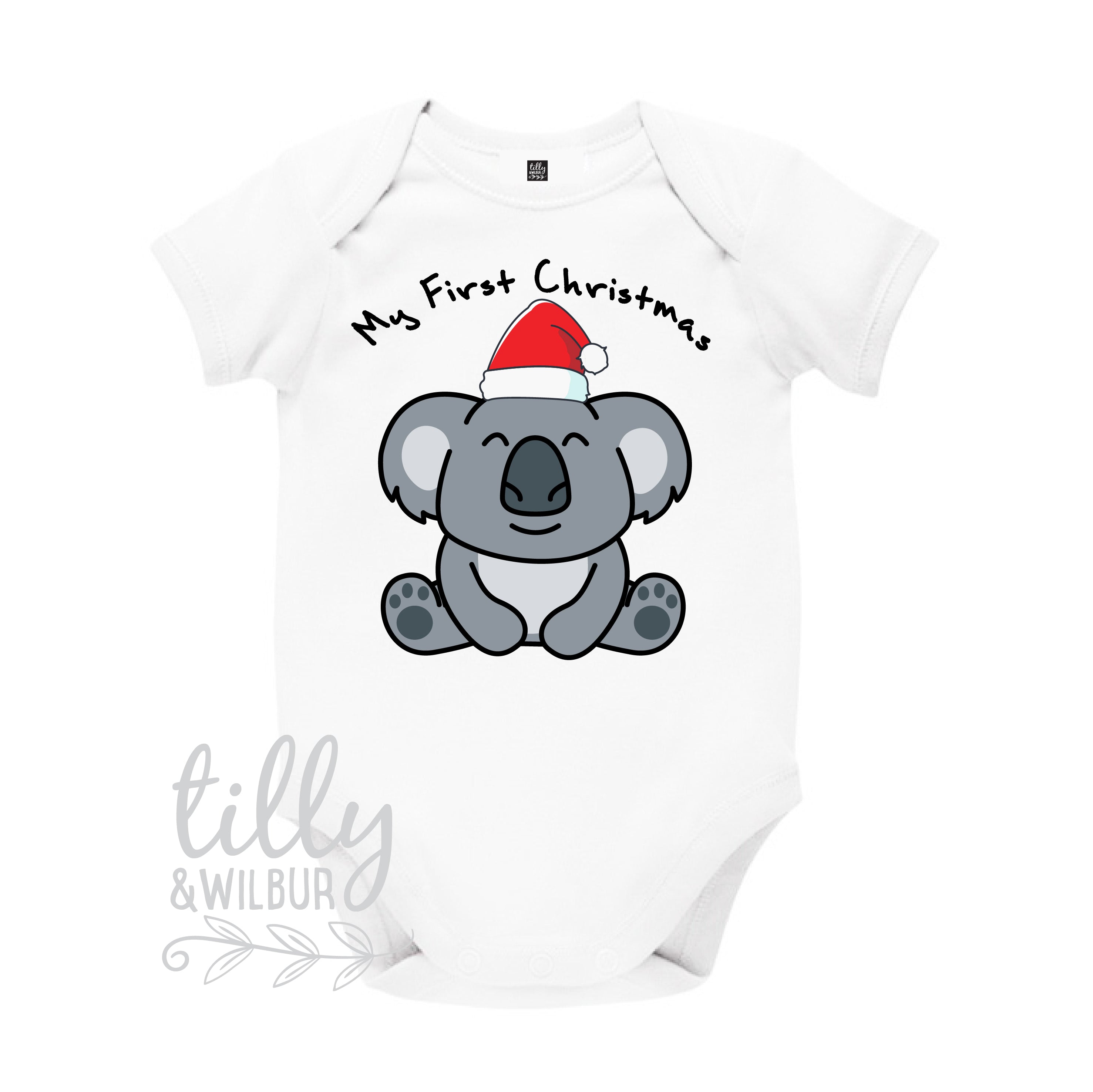 My 1st Christmas Koala Bear Baby Bodysuit - Cute Holiday Outfit for Newborns & Infants (Multiple Colors Available) - Perfect for Christmas Photos, Family Gatherings & Holiday Celebrations