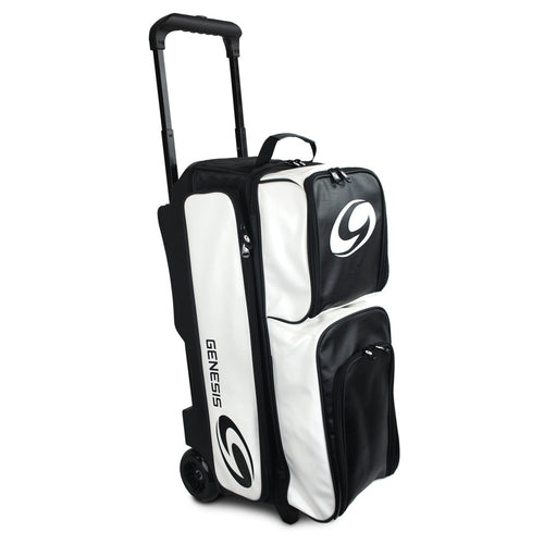 Genesis Carbon 3 Ball Roller Bowling Bag - White & Black - Perfect for League Play, Tournaments & Practice Sessions