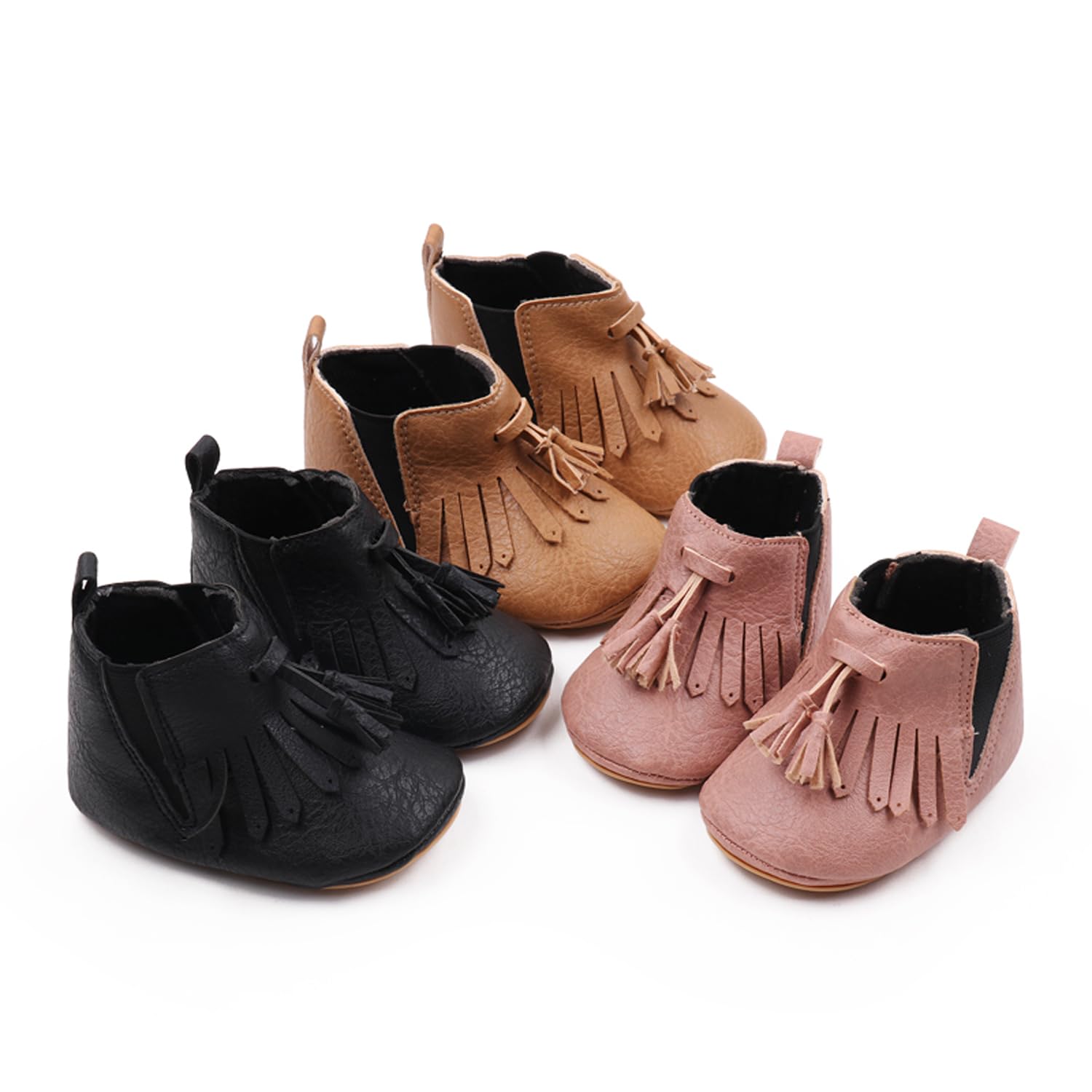 **Baby Girls Cowboy Boots with Tassels – Soft Leather Moccasins with Non-Slip Soles for Toddlers & Infants | Perfect for Playtime, Parties & Western-Themed Outfits**