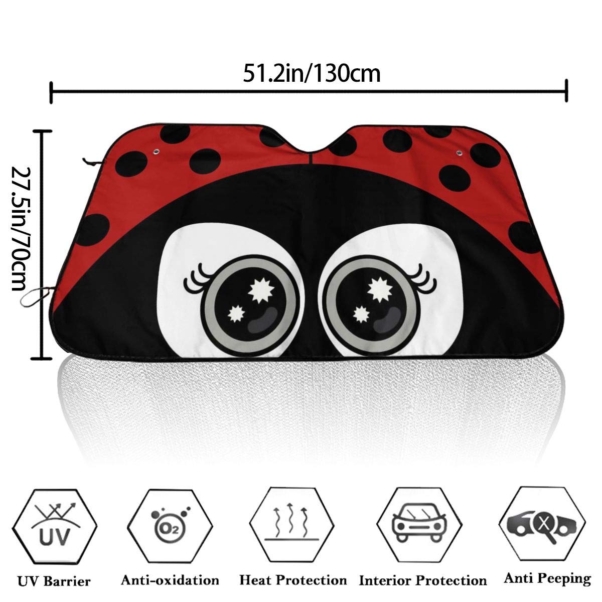 Universal Fit Ladybug Car Windshield Sun Shade - UV & Heat Reflective Sunshade to Keep Vehicle Cool | Perfect for Summer Parking & Road Trips
