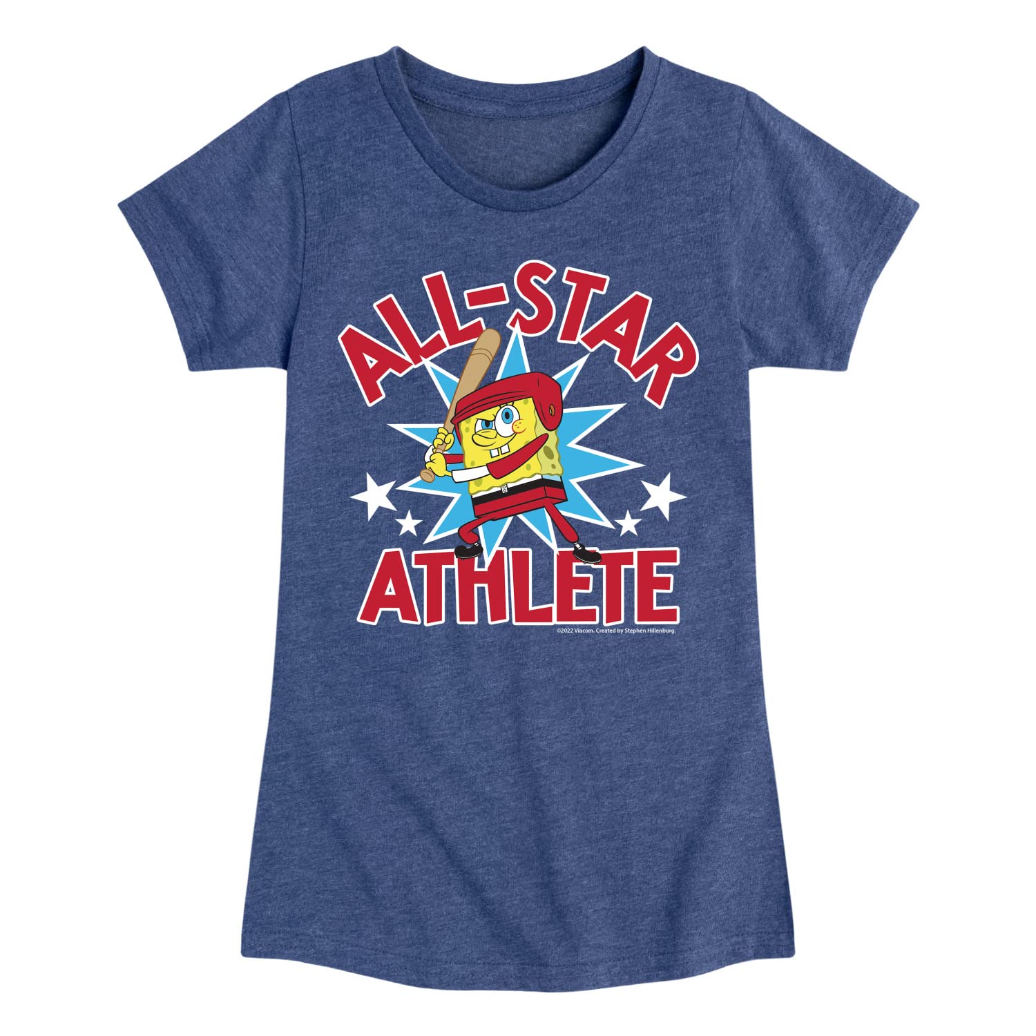 HYBRID APPAREL Spongebob Squarepants American All Star Toddler & Youth Girls Short Sleeve Graphic Tee - Cute Cartoon Character T-Shirt for Kids Playtime, School & Casual Outfits