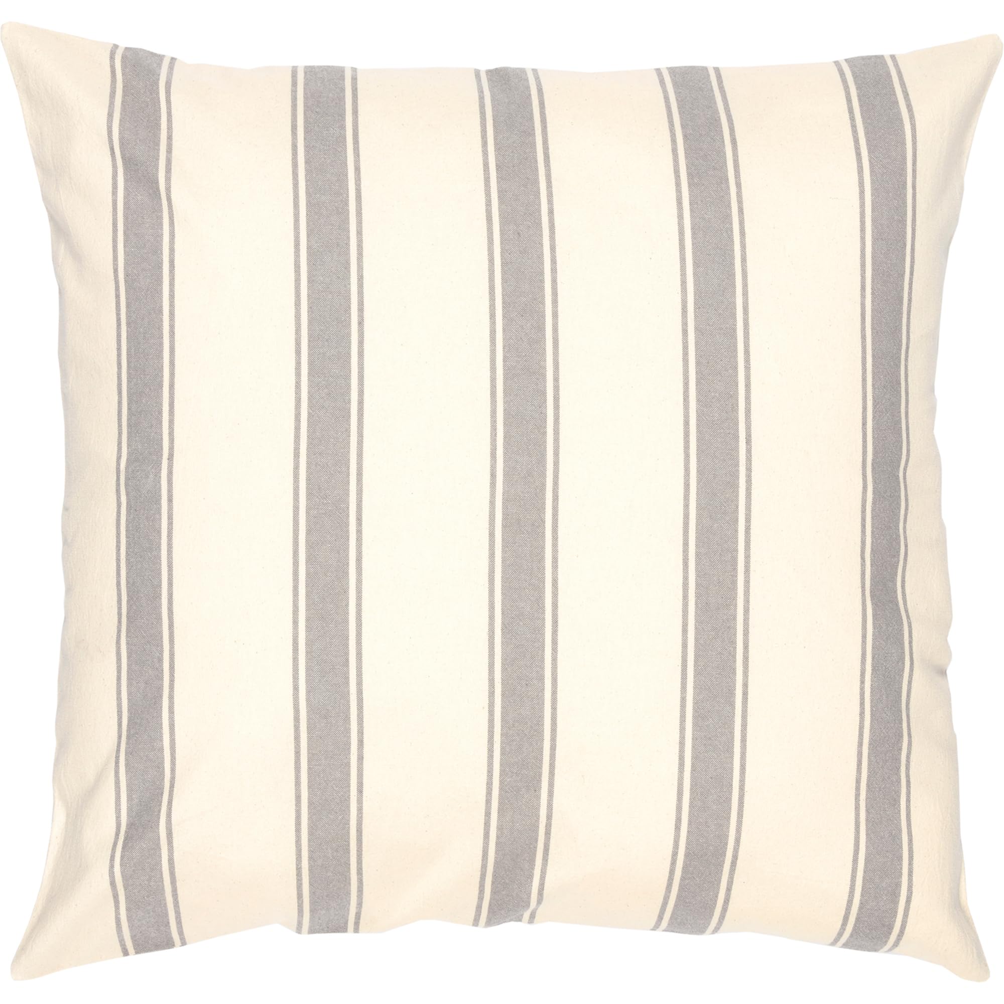 VHC Brands Grace Farmhouse Euro Pillow Sham - Striped Square Creme Grey 26x26 Inches - Decorative Pillow Cover for Living Room, Bedroom & Sofa