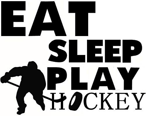 BIBITIME Hockey Wall Decal - Vinyl Sticker with Inspirational Sports Quotes & Player Silhouettes for Boys Bedroom, Kids Room, Nursery Decor - Perfect for Hockey Fans, Athletes, and Sports-Themed Rooms