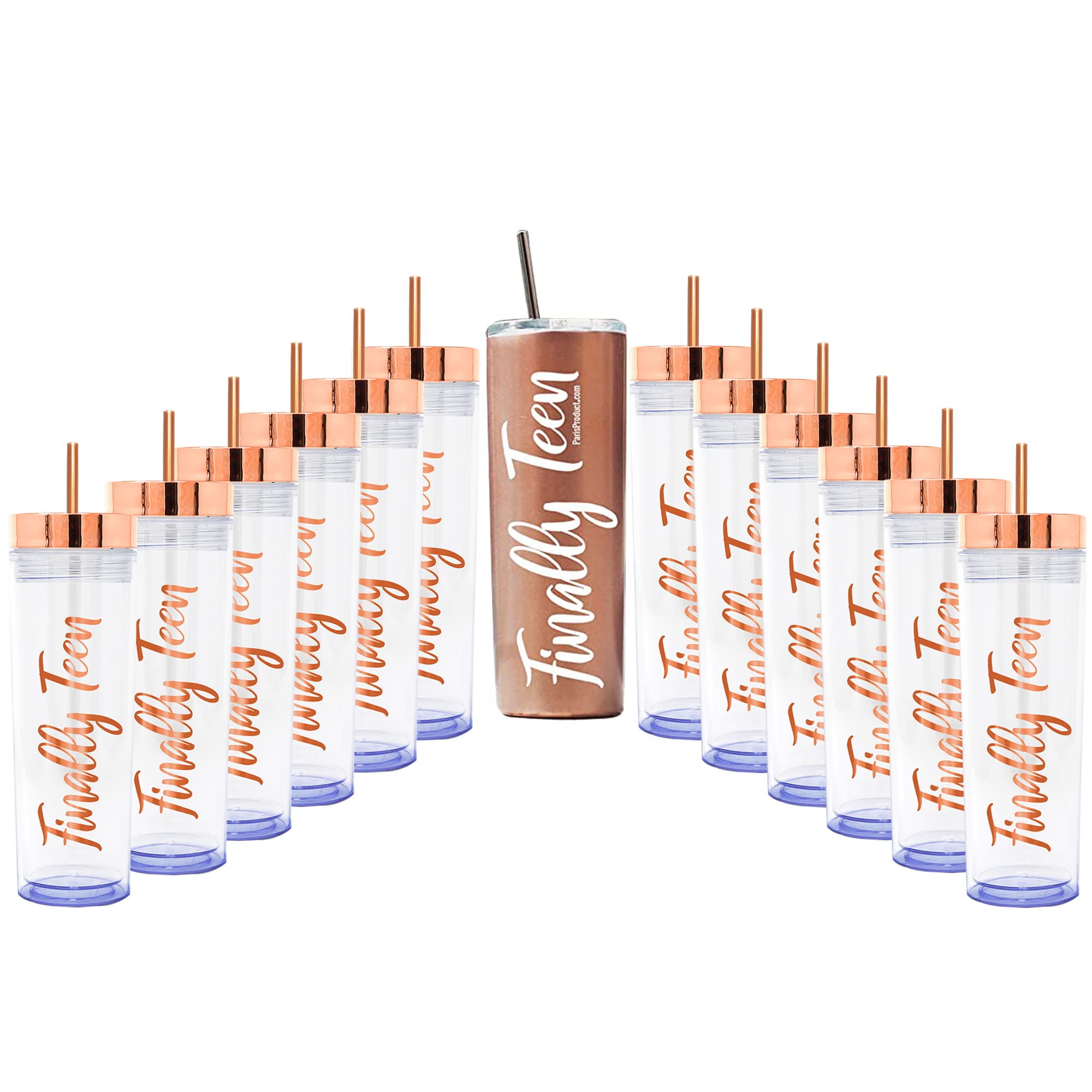 13-Pack Stainless Steel & Acrylic Tumblers Set - Perfect 13th Birthday Gifts for Girls, Teen Party Favors, BPA-Free Drinkware for School, Sleepovers & Birthday Celebrations
