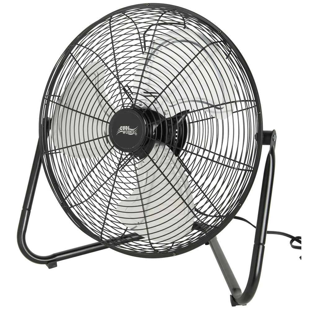 COOLWORKS 18 Inch High Velocity Floor Fan FE45 E2 - Powerful Cooling for Large Rooms, Warehouses & Outdoor Spaces