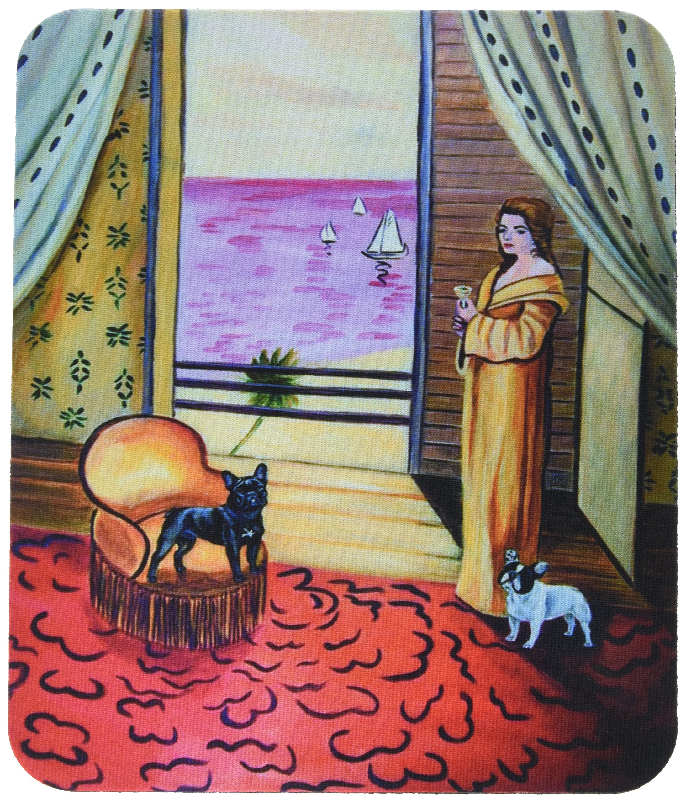 Caroline's Treasures 7128MP Washable Large Mouse Pad - French Bulldog & Lady Design for Home Office, Gaming, Working, Computers & Laptops | Heat-Resistant Hot Pad & Trivet for Kitchen Use