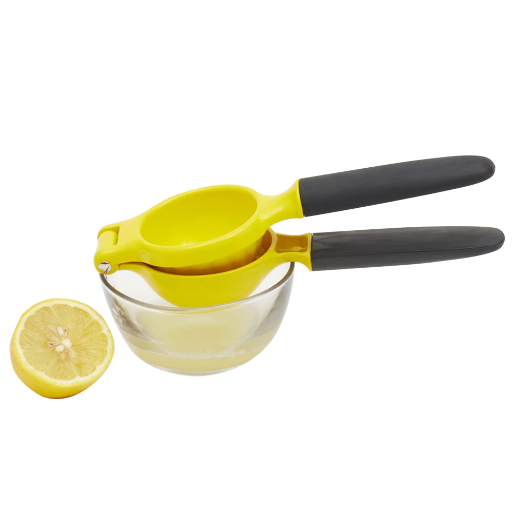 Home Basics Lemon Juicer with Soft Grip Handles - Easy Juice Extraction, Ergonomic Design, Bright Colors for Kitchen, Bar, and Cocktail Making