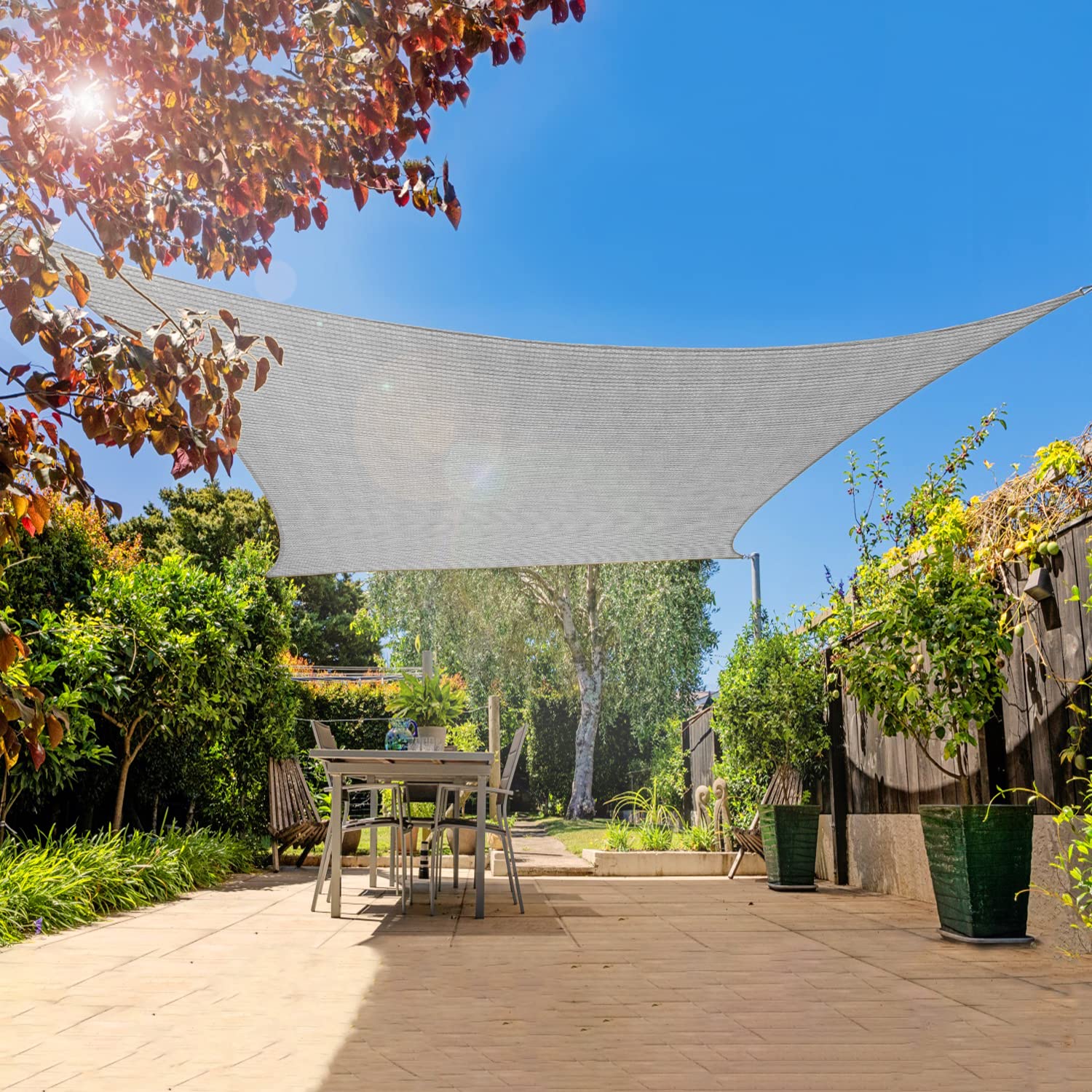 10' x 22' Rectangle Sun Shade Sail Canopy - UV Blocking Outdoor Shade Cover for Patio, Deck, Pergola, Yard & Lawn - Perfect for Backyard BBQs, Poolside Lounging & Outdoor Gatherings (Gray)