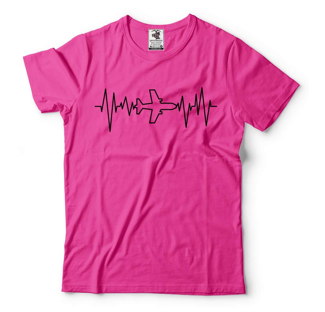 Aviation Pilot T-Shirt for Men - Heartbeat Pulse Airplane Design Tee | Perfect for Pilots, Aviation Enthusiasts & Casual Wear
