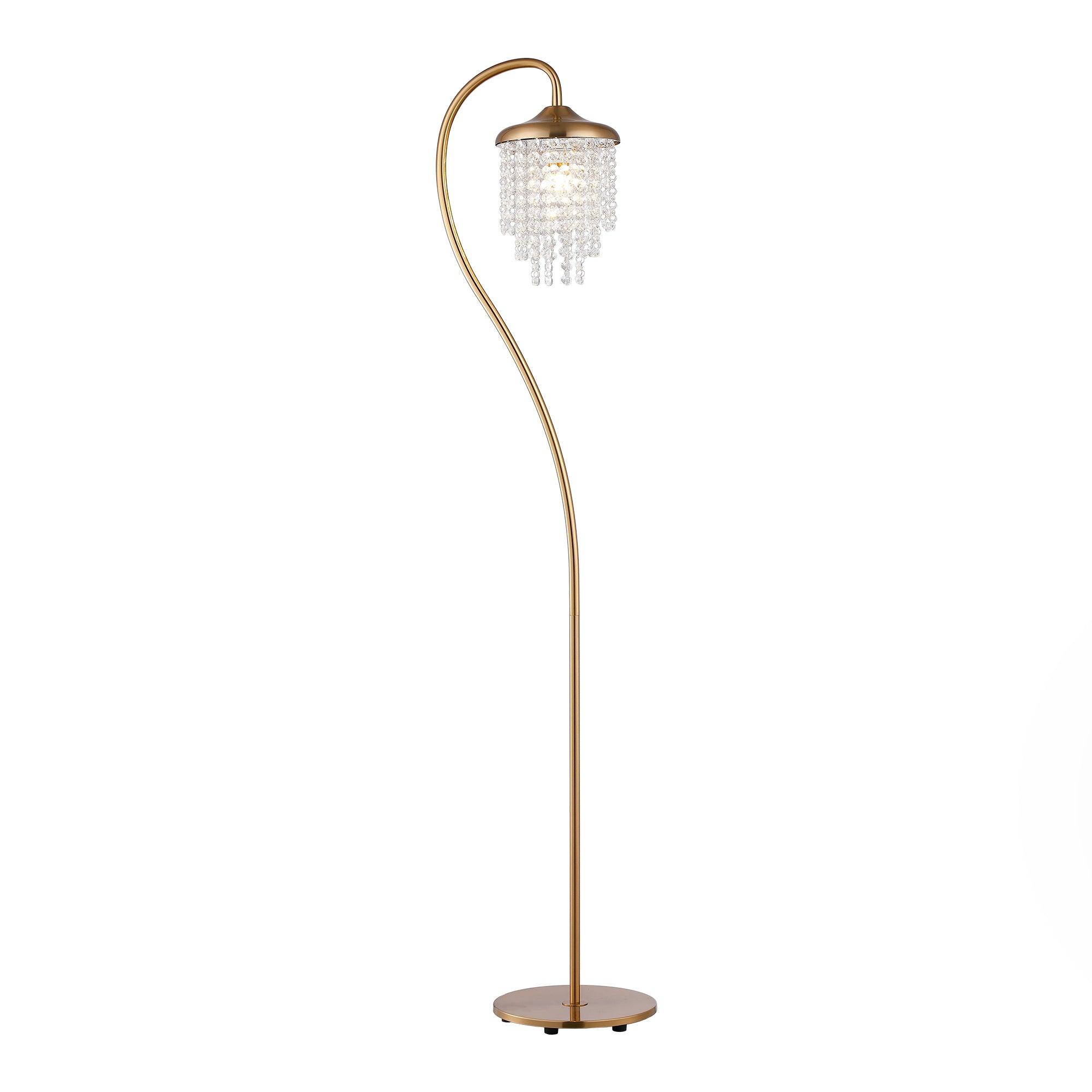 1 Light Golden Floor Lamp with Crystal Shade - Modern Elegant Standing Light for Living Room, Bedroom & Office - Perfect for Reading, Relaxing & Home Decor