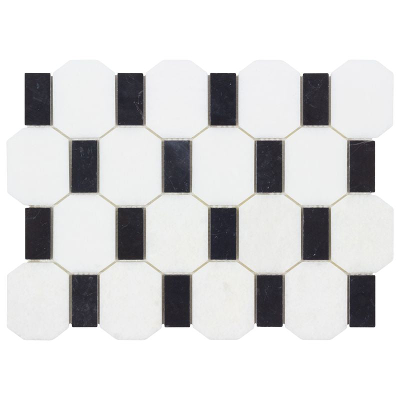 Black Hexagon Stone Mosaic Tile - Peel and Stick Backsplash for Kitchen, Bathroom, and Shower Walls - Waterproof & Easy to Install