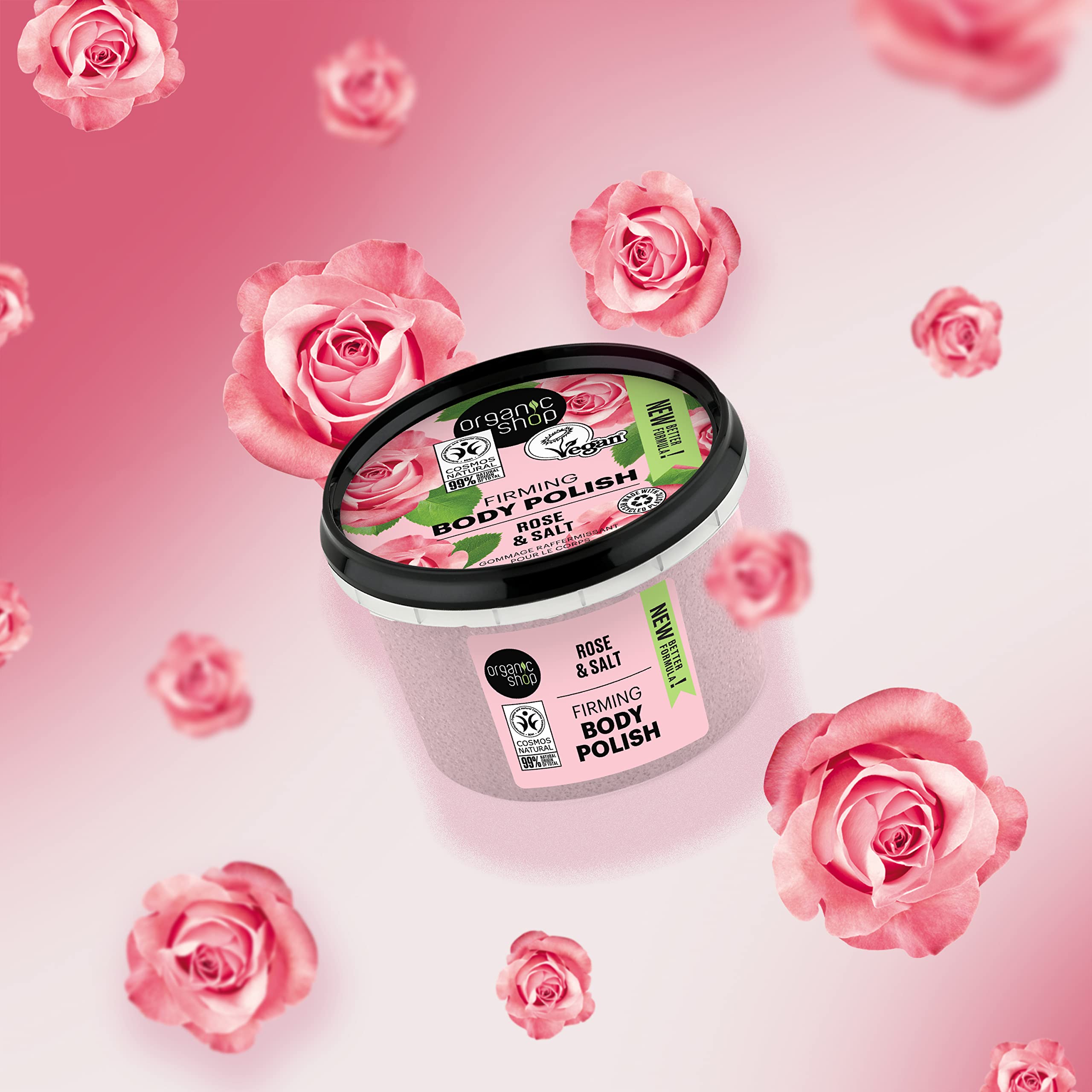 Natural Rose & Salt Body Polish Scrub - 250ml Exfoliating & Moisturizing for Smooth Skin - Perfect for Spa, Shower & Self-Care Routine