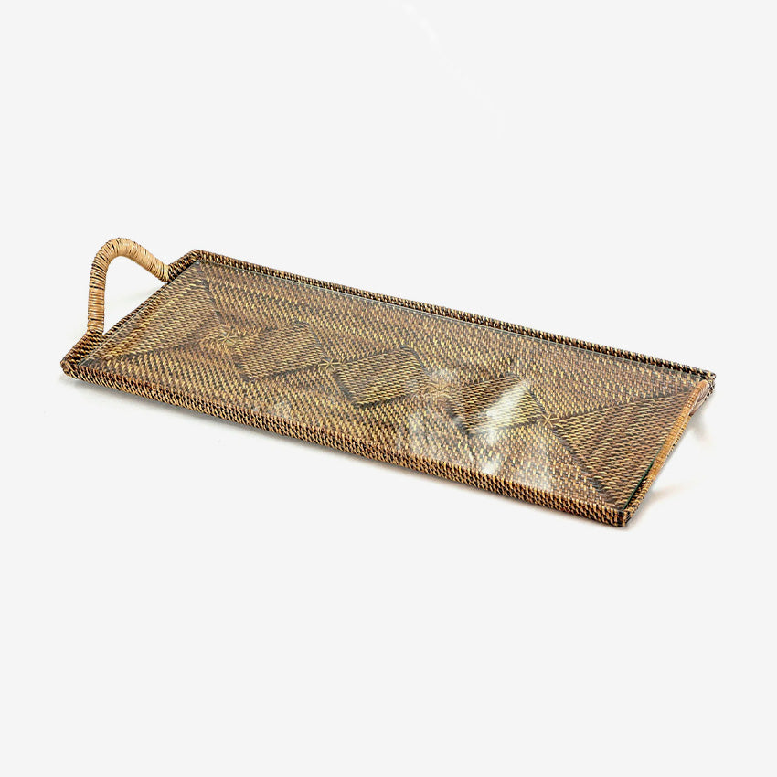 Calaisio Rectangular Glass Cocktail Serving Tray - Elegant Barware for Parties, Weddings & Home Entertaining