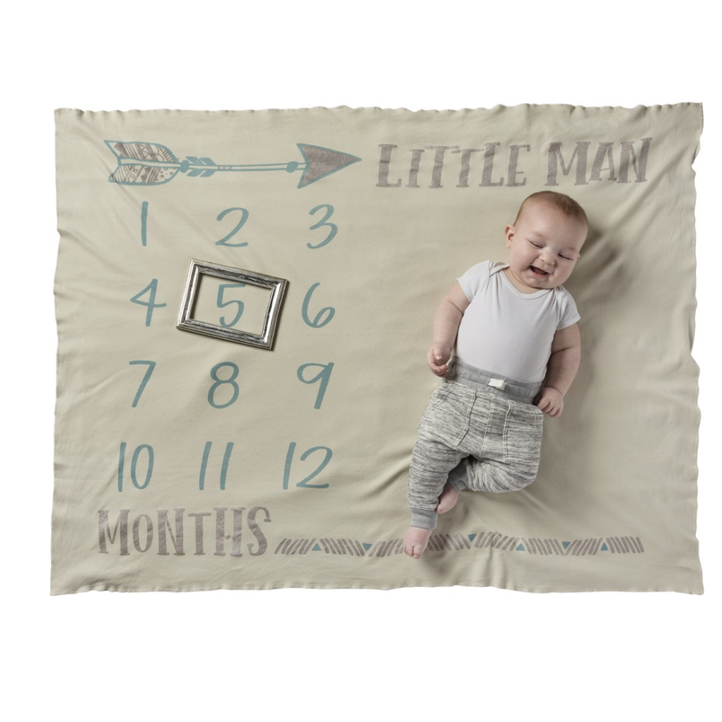 Little Man First Years Milestone Baby Blanket - Soft Keepsake for Newborn Photoshoots, Monthly Growth Tracking & Nursery Decor