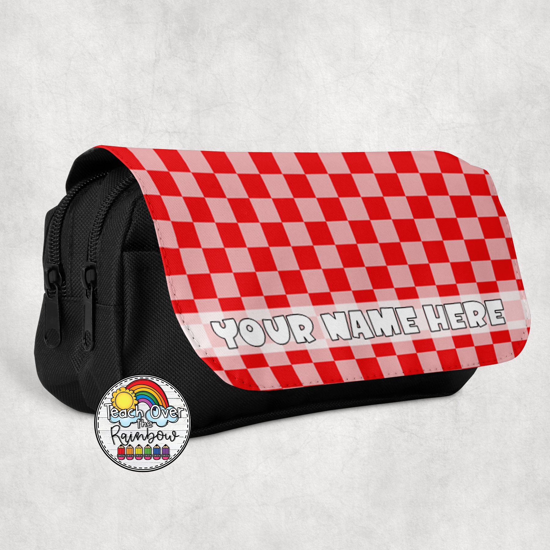 Stylish Plain Checkered Large Pencil Case - Perfect for School, Office & Art Supplies Organization